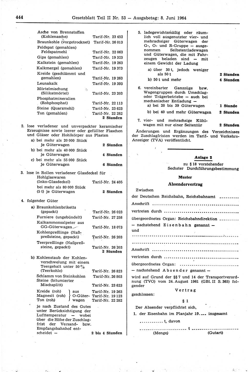 Gesetzblatt (GBl.) der Deutschen Demokratischen Republik (DDR) Teil ⅠⅠ 1964, Seite 444 (GBl. DDR ⅠⅠ 1964, S. 444)