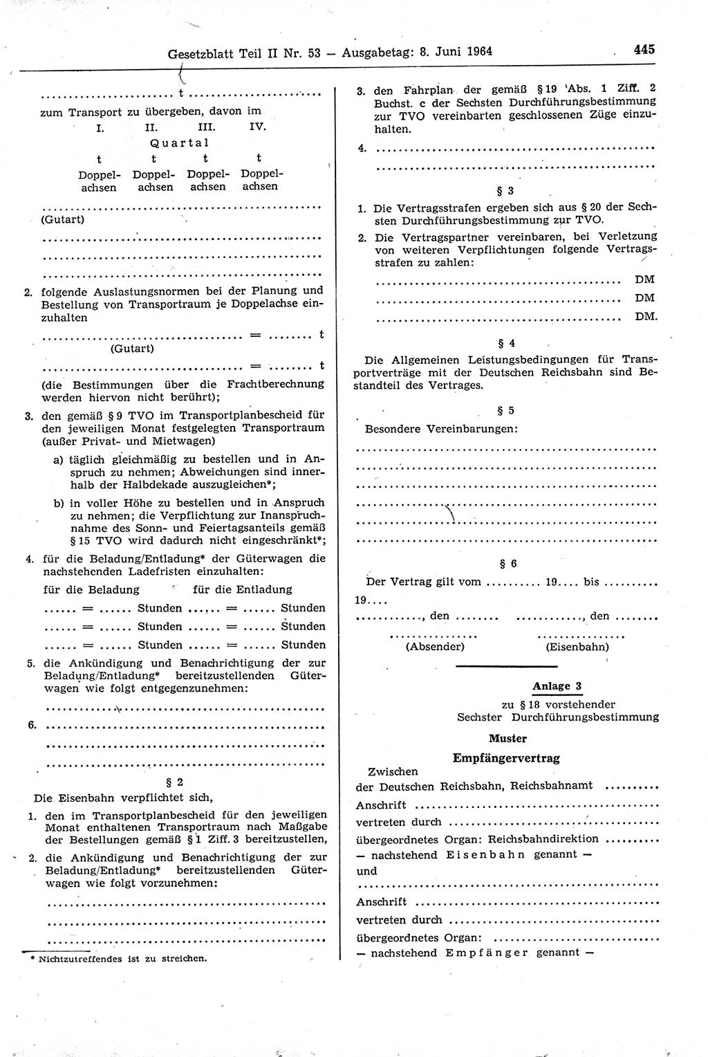 Gesetzblatt (GBl.) der Deutschen Demokratischen Republik (DDR) Teil ⅠⅠ 1964, Seite 445 (GBl. DDR ⅠⅠ 1964, S. 445)