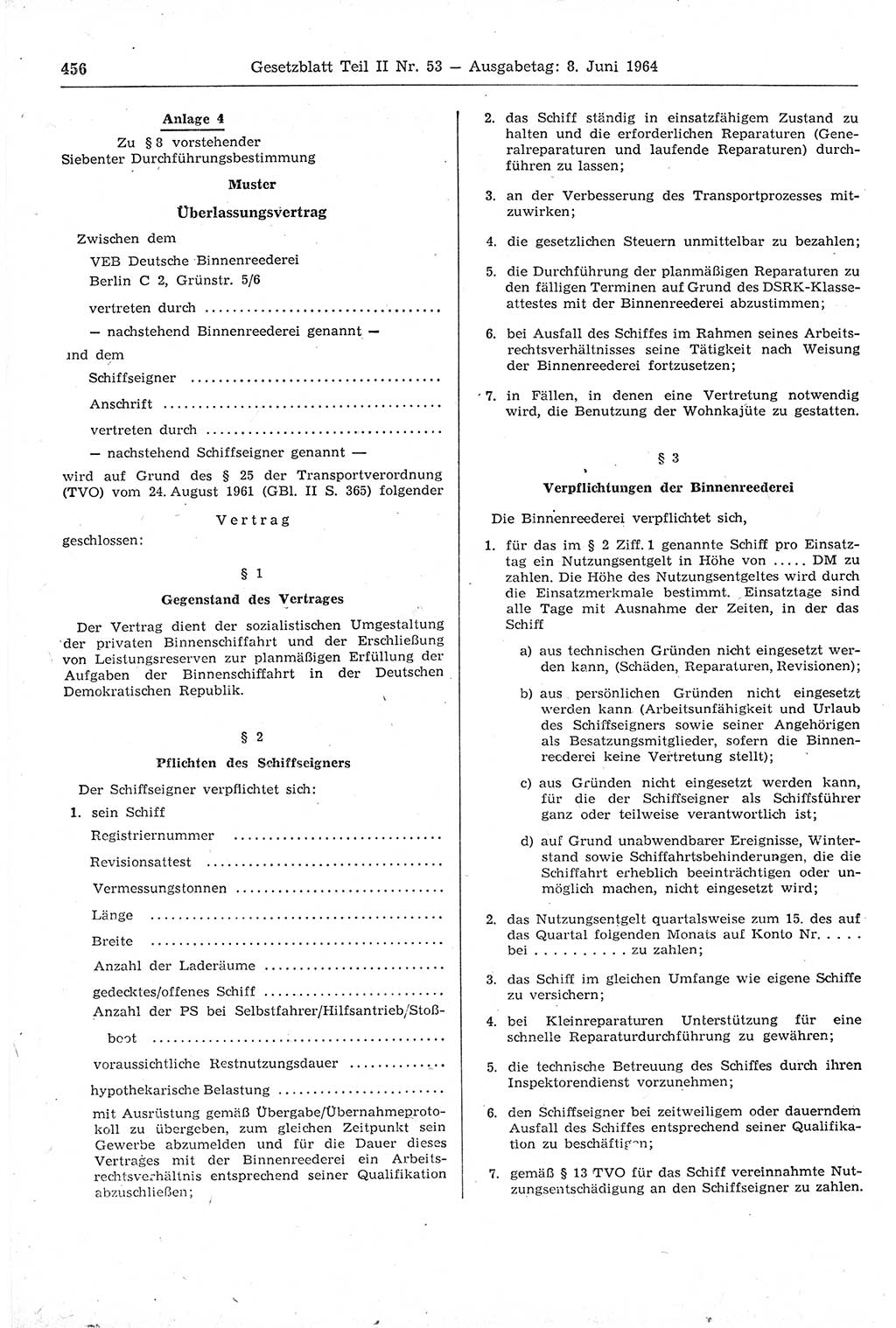 Gesetzblatt (GBl.) der Deutschen Demokratischen Republik (DDR) Teil ⅠⅠ 1964, Seite 456 (GBl. DDR ⅠⅠ 1964, S. 456)
