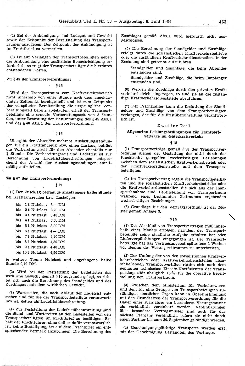 Gesetzblatt (GBl.) der Deutschen Demokratischen Republik (DDR) Teil ⅠⅠ 1964, Seite 463 (GBl. DDR ⅠⅠ 1964, S. 463)