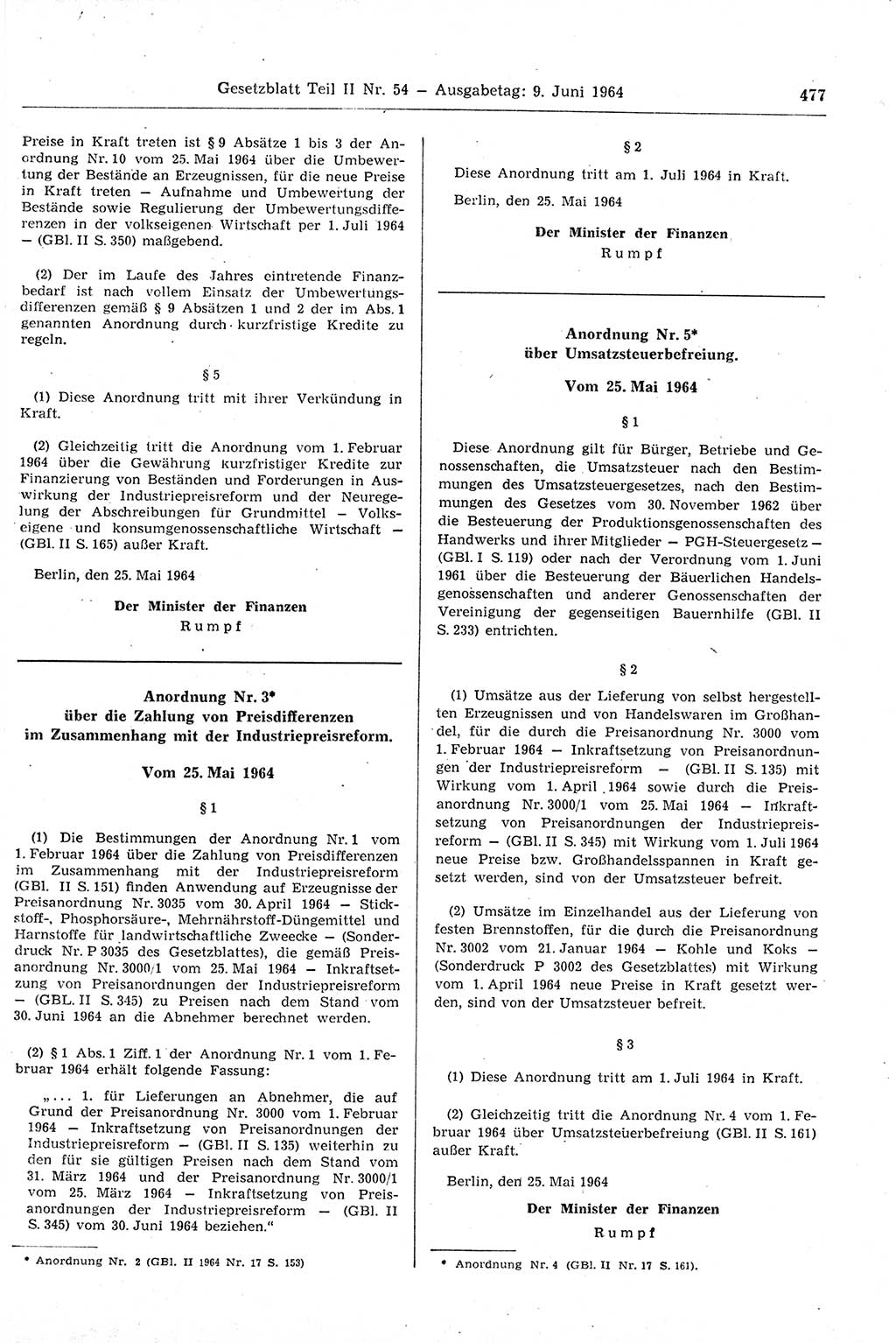 Gesetzblatt (GBl.) der Deutschen Demokratischen Republik (DDR) Teil ⅠⅠ 1964, Seite 477 (GBl. DDR ⅠⅠ 1964, S. 477)