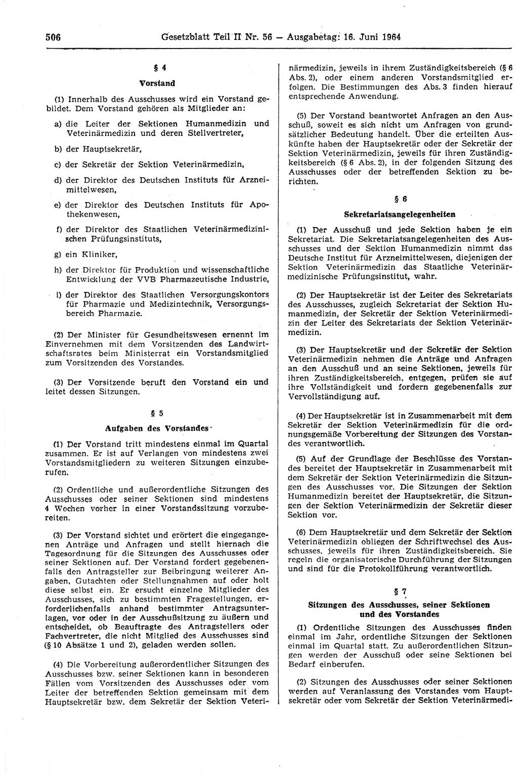 Gesetzblatt (GBl.) der Deutschen Demokratischen Republik (DDR) Teil ⅠⅠ 1964, Seite 506 (GBl. DDR ⅠⅠ 1964, S. 506)