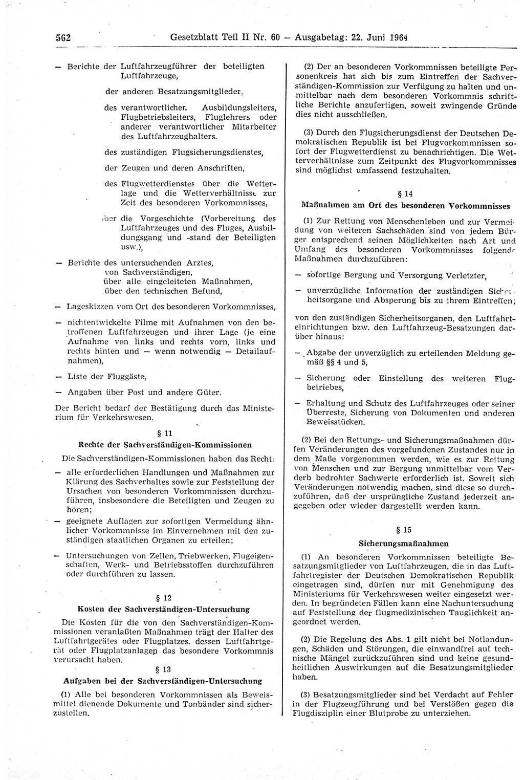 Gesetzblatt (GBl.) der Deutschen Demokratischen Republik (DDR) Teil ⅠⅠ 1964, Seite 562 (GBl. DDR ⅠⅠ 1964, S. 562)