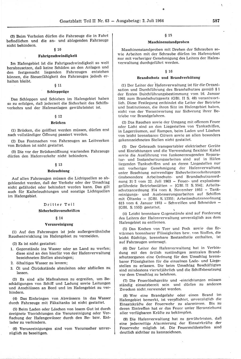Gesetzblatt (GBl.) der Deutschen Demokratischen Republik (DDR) Teil ⅠⅠ 1964, Seite 587 (GBl. DDR ⅠⅠ 1964, S. 587)