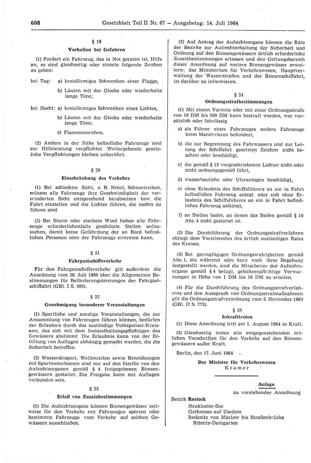 Gesetzblatt (GBl.) der Deutschen Demokratischen Republik (DDR) Teil ⅠⅠ 1964, Seite 608 (GBl. DDR ⅠⅠ 1964, S. 608)