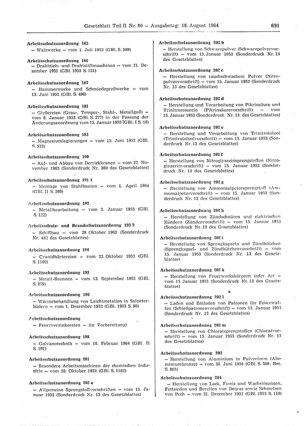 Gesetzblatt (GBl.) der Deutschen Demokratischen Republik (DDR) Teil ⅠⅠ 1964, Seite 691 (GBl. DDR ⅠⅠ 1964, S. 691)