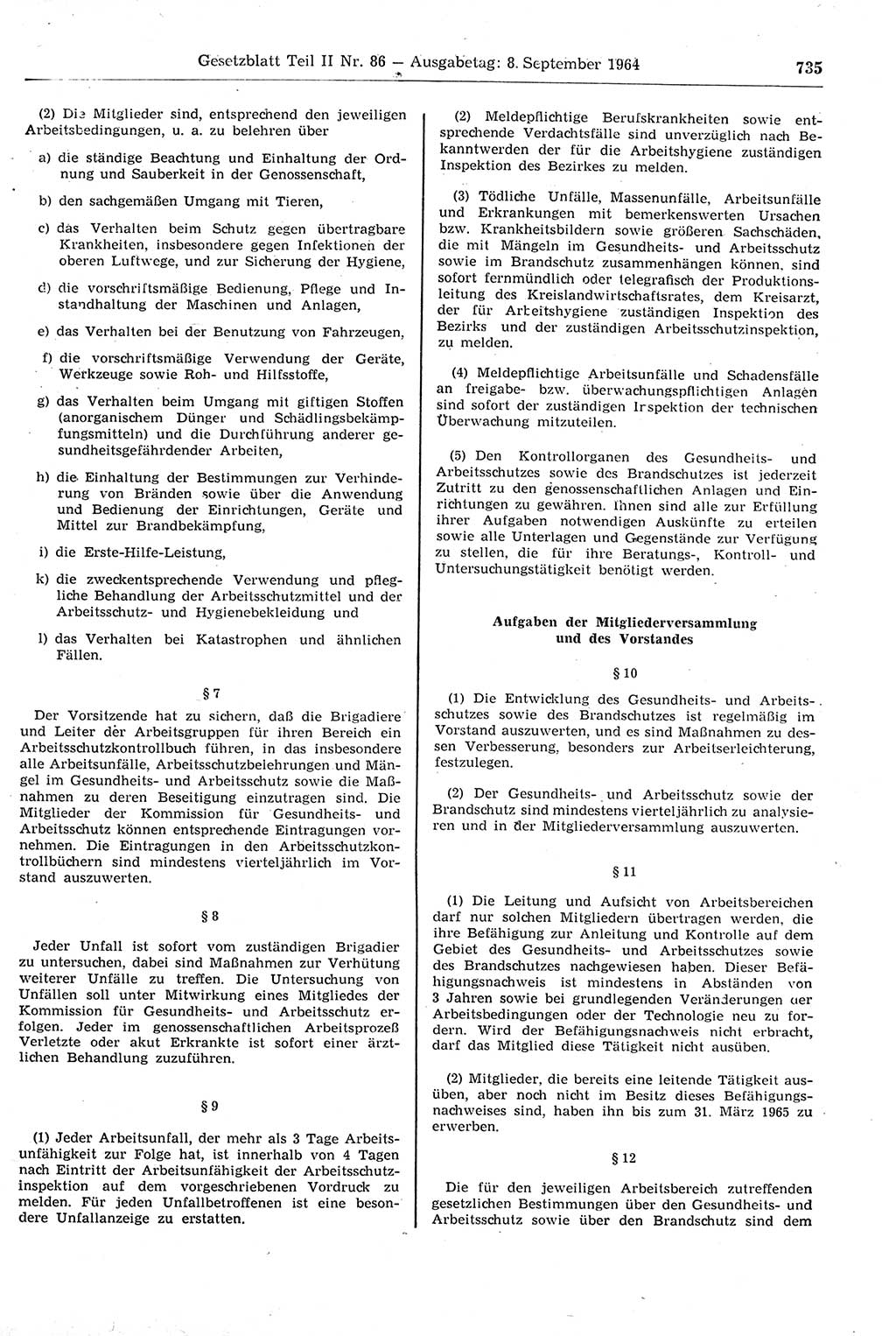 Gesetzblatt (GBl.) der Deutschen Demokratischen Republik (DDR) Teil ⅠⅠ 1964, Seite 735 (GBl. DDR ⅠⅠ 1964, S. 735)