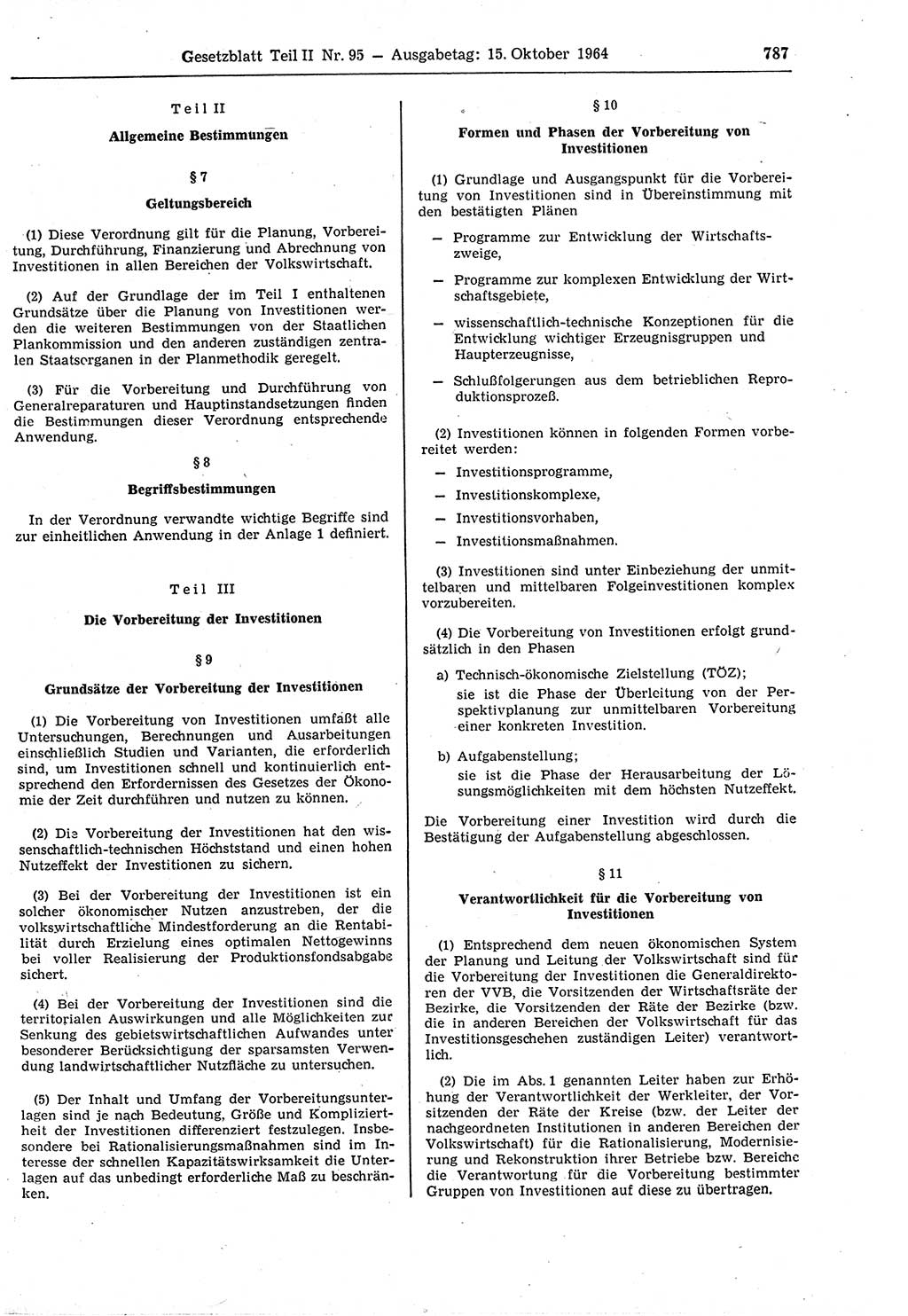 Gesetzblatt (GBl.) der Deutschen Demokratischen Republik (DDR) Teil ⅠⅠ 1964, Seite 787 (GBl. DDR ⅠⅠ 1964, S. 787)