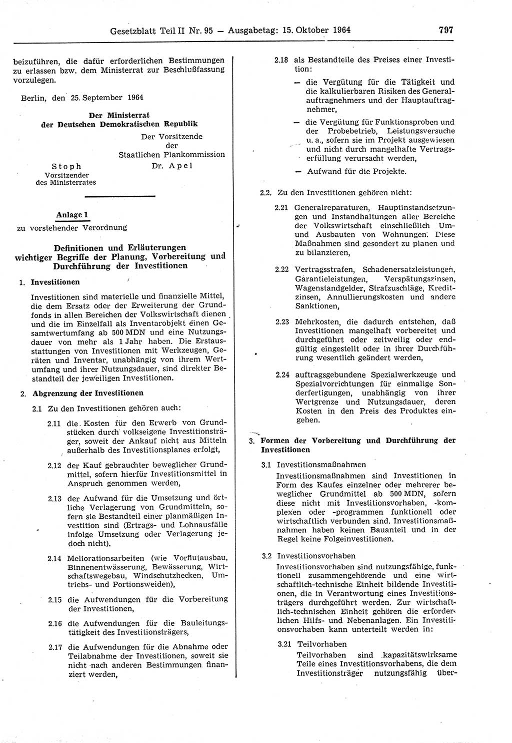 Gesetzblatt (GBl.) der Deutschen Demokratischen Republik (DDR) Teil ⅠⅠ 1964, Seite 797 (GBl. DDR ⅠⅠ 1964, S. 797)