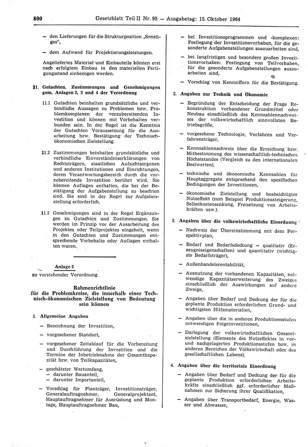 Gesetzblatt (GBl.) der Deutschen Demokratischen Republik (DDR) Teil ⅠⅠ 1964, Seite 800 (GBl. DDR ⅠⅠ 1964, S. 800)