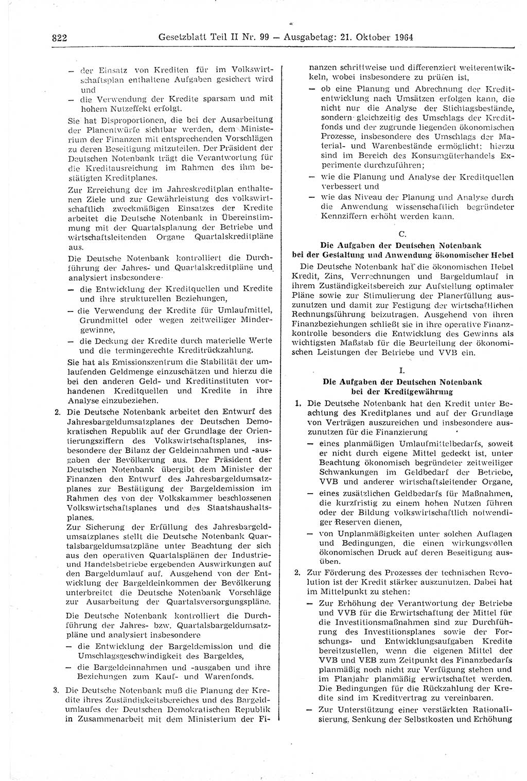 Gesetzblatt (GBl.) der Deutschen Demokratischen Republik (DDR) Teil ⅠⅠ 1964, Seite 822 (GBl. DDR ⅠⅠ 1964, S. 822)