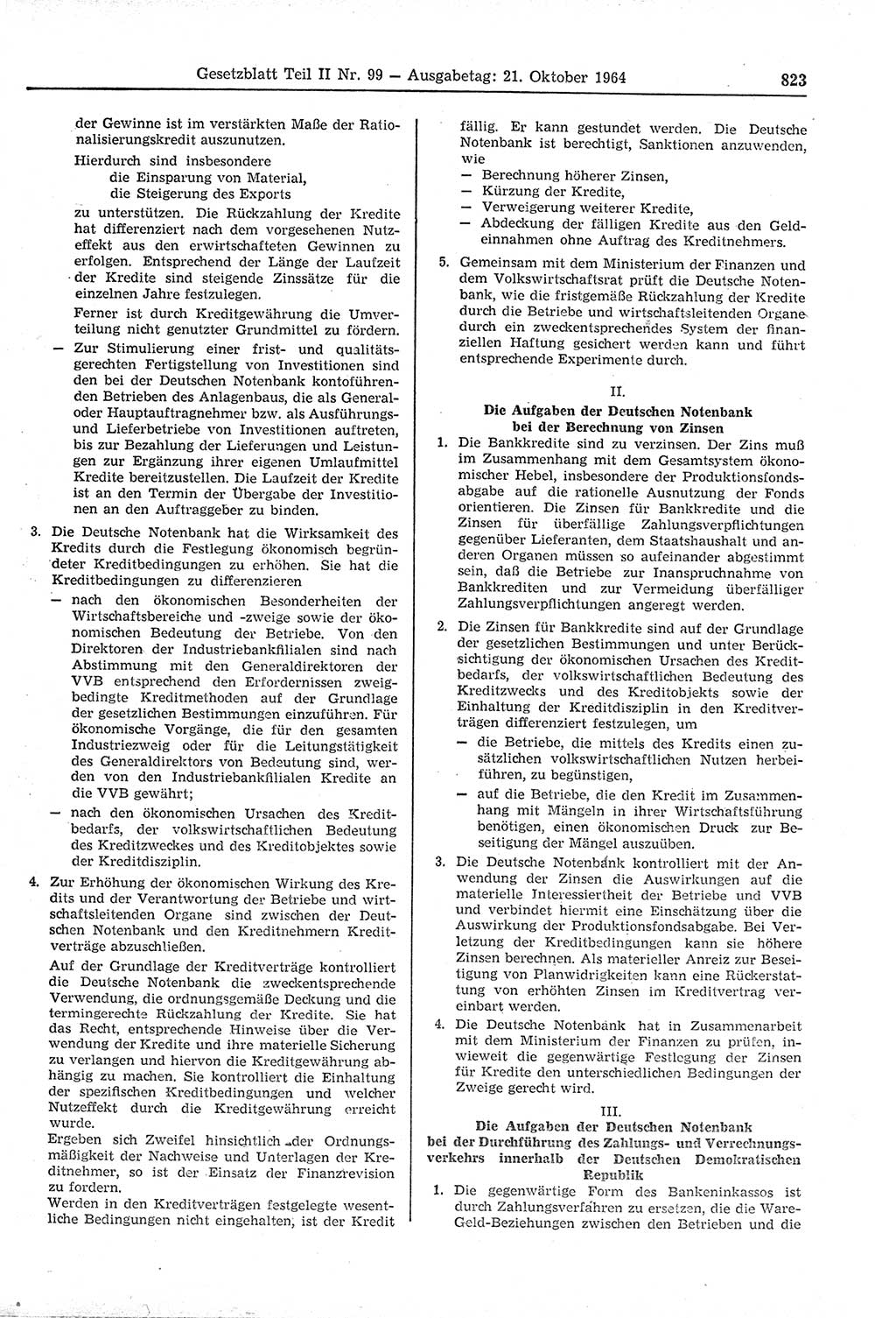 Gesetzblatt (GBl.) der Deutschen Demokratischen Republik (DDR) Teil ⅠⅠ 1964, Seite 823 (GBl. DDR ⅠⅠ 1964, S. 823)