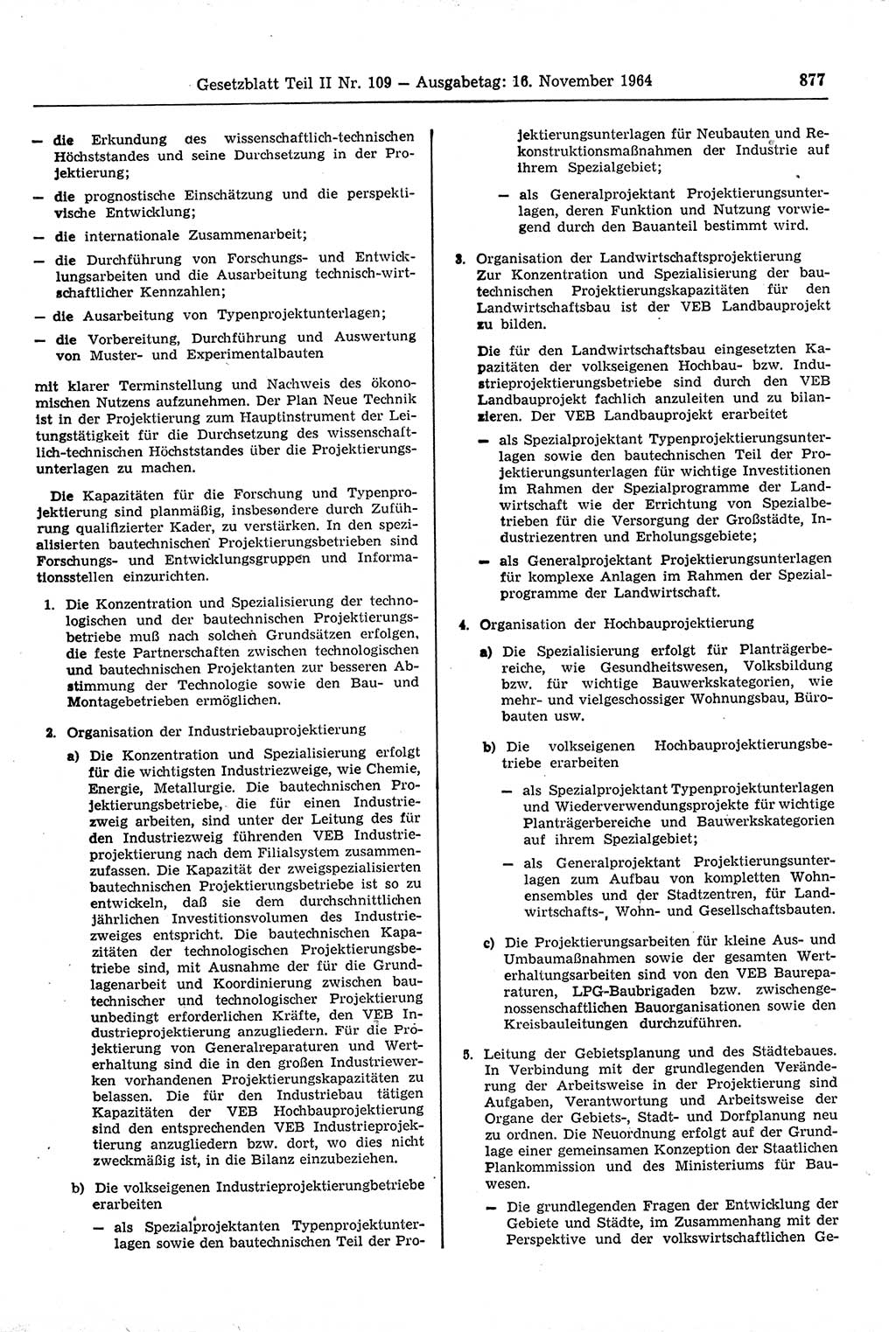 Gesetzblatt (GBl.) der Deutschen Demokratischen Republik (DDR) Teil ⅠⅠ 1964, Seite 877 (GBl. DDR ⅠⅠ 1964, S. 877)