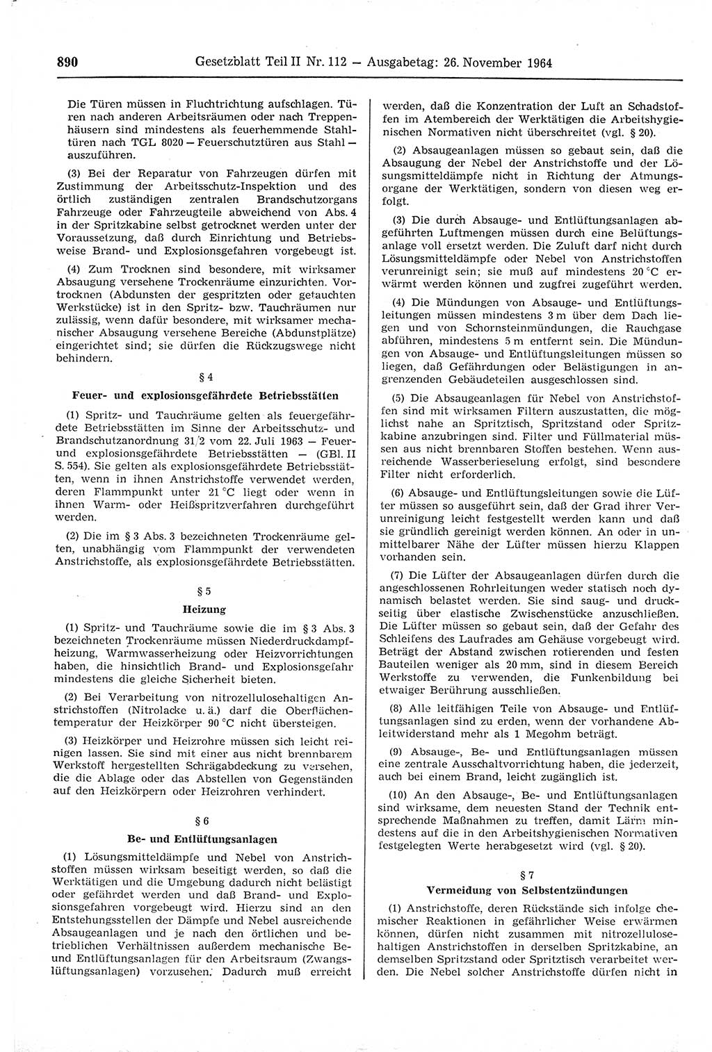 Gesetzblatt (GBl.) der Deutschen Demokratischen Republik (DDR) Teil ⅠⅠ 1964, Seite 890 (GBl. DDR ⅠⅠ 1964, S. 890)