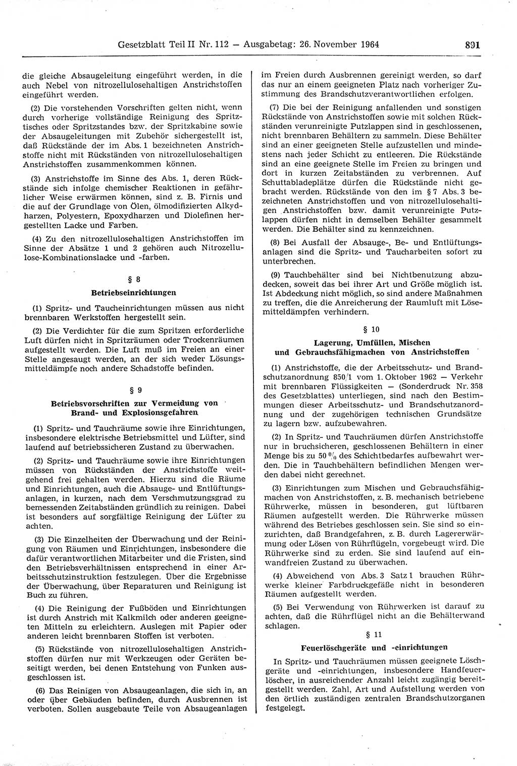 Gesetzblatt (GBl.) der Deutschen Demokratischen Republik (DDR) Teil ⅠⅠ 1964, Seite 891 (GBl. DDR ⅠⅠ 1964, S. 891)