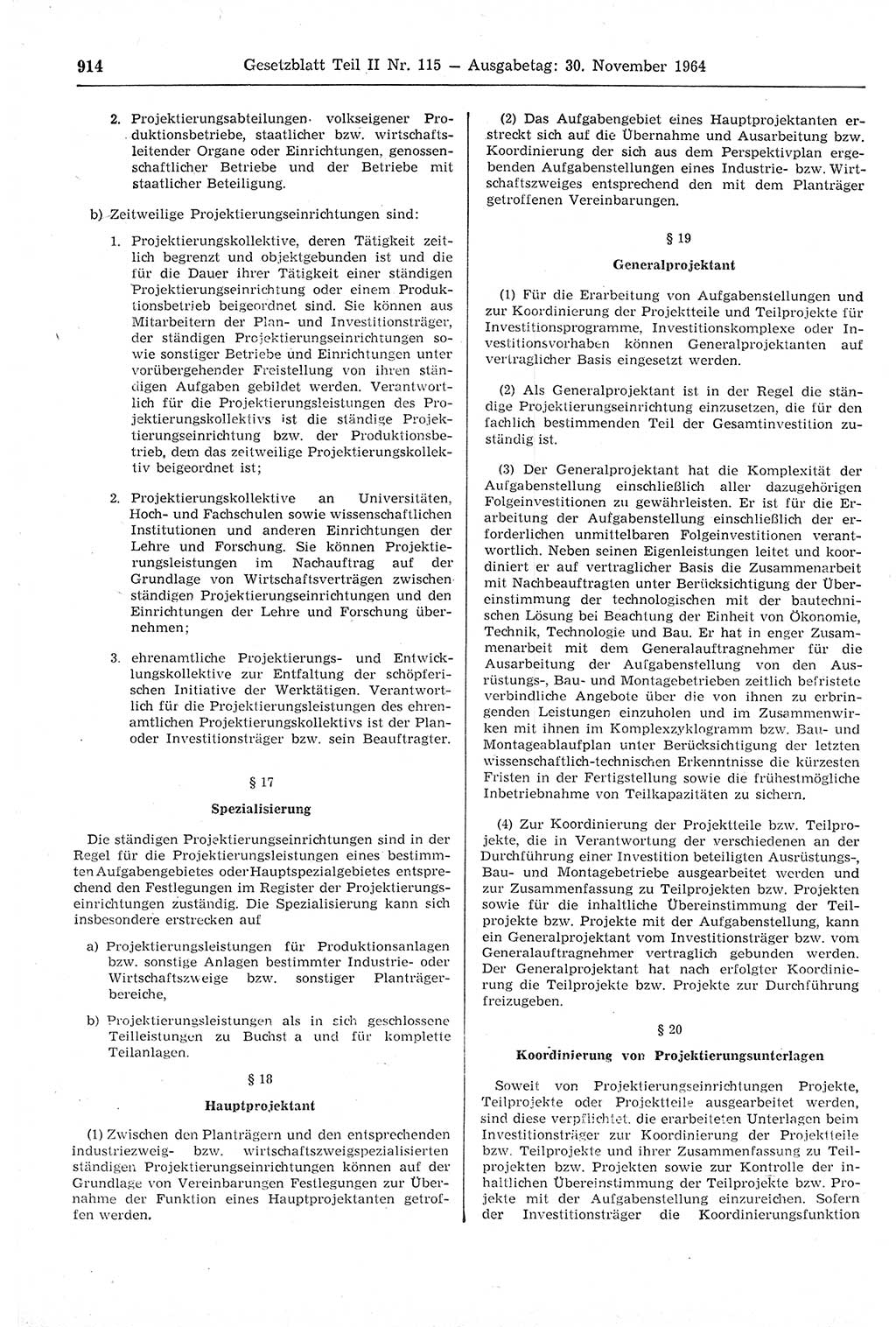 Gesetzblatt (GBl.) der Deutschen Demokratischen Republik (DDR) Teil ⅠⅠ 1964, Seite 914 (GBl. DDR ⅠⅠ 1964, S. 914)