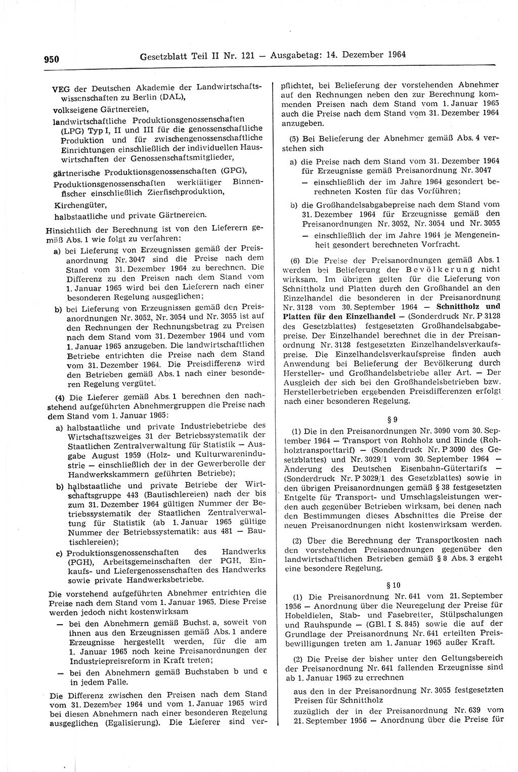Gesetzblatt (GBl.) der Deutschen Demokratischen Republik (DDR) Teil ⅠⅠ 1964, Seite 950 (GBl. DDR ⅠⅠ 1964, S. 950)