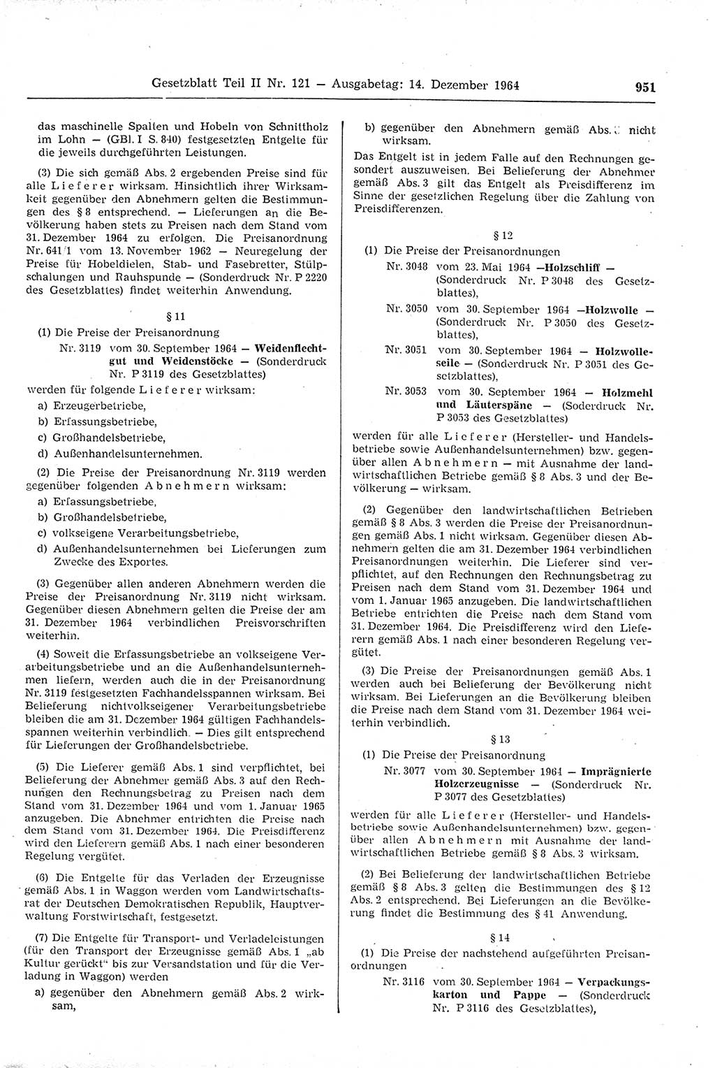 Gesetzblatt (GBl.) der Deutschen Demokratischen Republik (DDR) Teil ⅠⅠ 1964, Seite 951 (GBl. DDR ⅠⅠ 1964, S. 951)