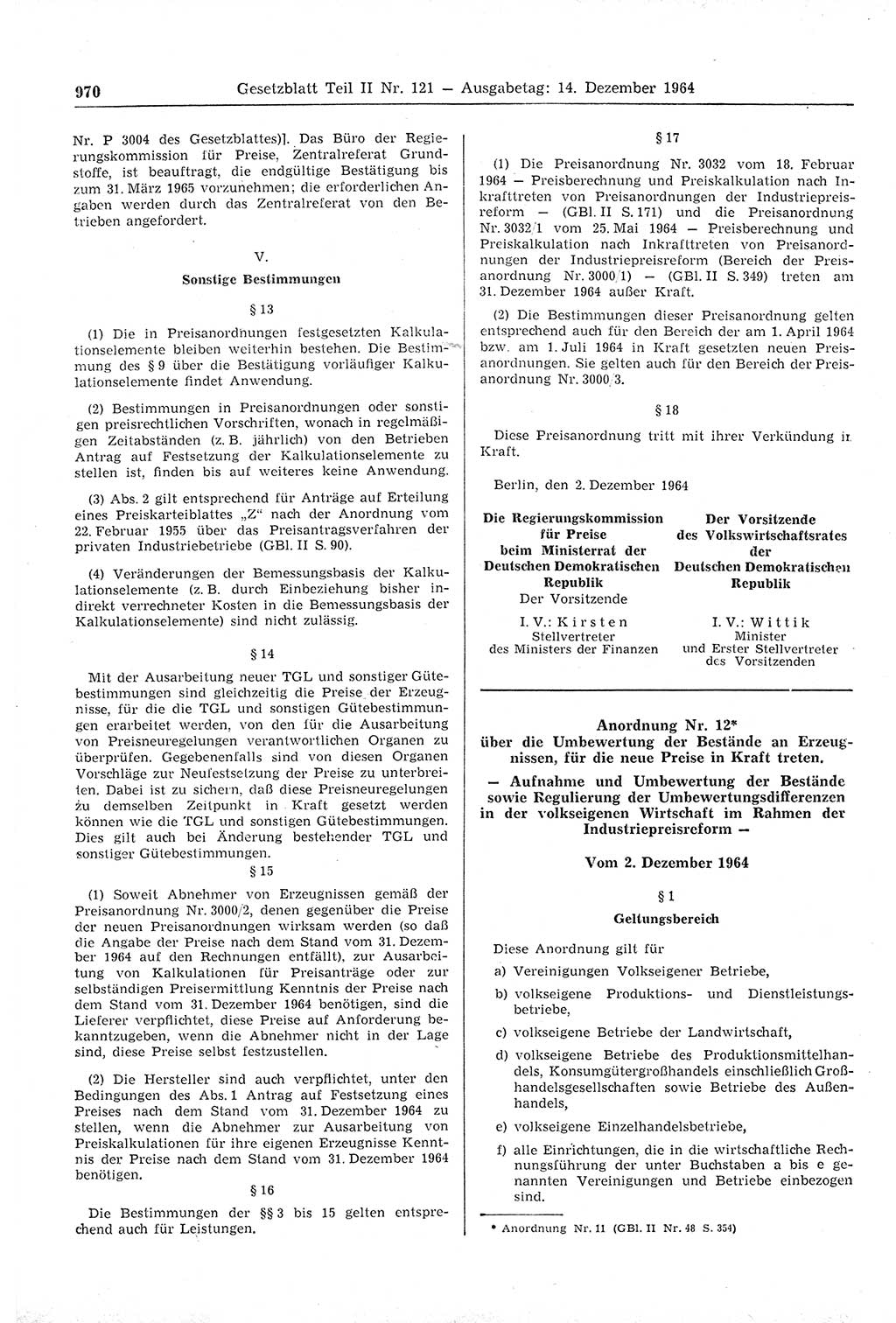 Gesetzblatt (GBl.) der Deutschen Demokratischen Republik (DDR) Teil ⅠⅠ 1964, Seite 970 (GBl. DDR ⅠⅠ 1964, S. 970)