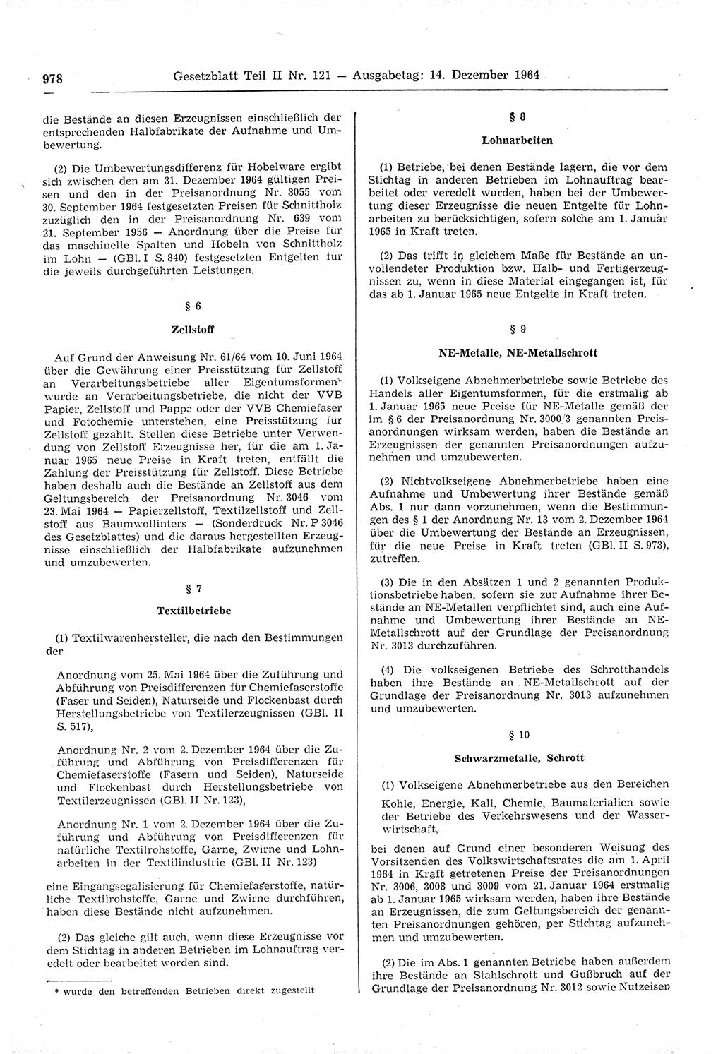 Gesetzblatt (GBl.) der Deutschen Demokratischen Republik (DDR) Teil ⅠⅠ 1964, Seite 978 (GBl. DDR ⅠⅠ 1964, S. 978)