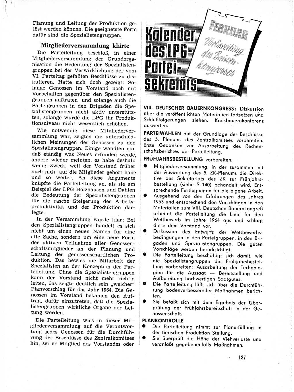 Neuer Weg (NW), Organ des Zentralkomitees (ZK) der SED (Sozialistische Einheitspartei Deutschlands) für Fragen des Parteilebens, 19. Jahrgang [Deutsche Demokratische Republik (DDR)] 1964, Seite 127 (NW ZK SED DDR 1964, S. 127)