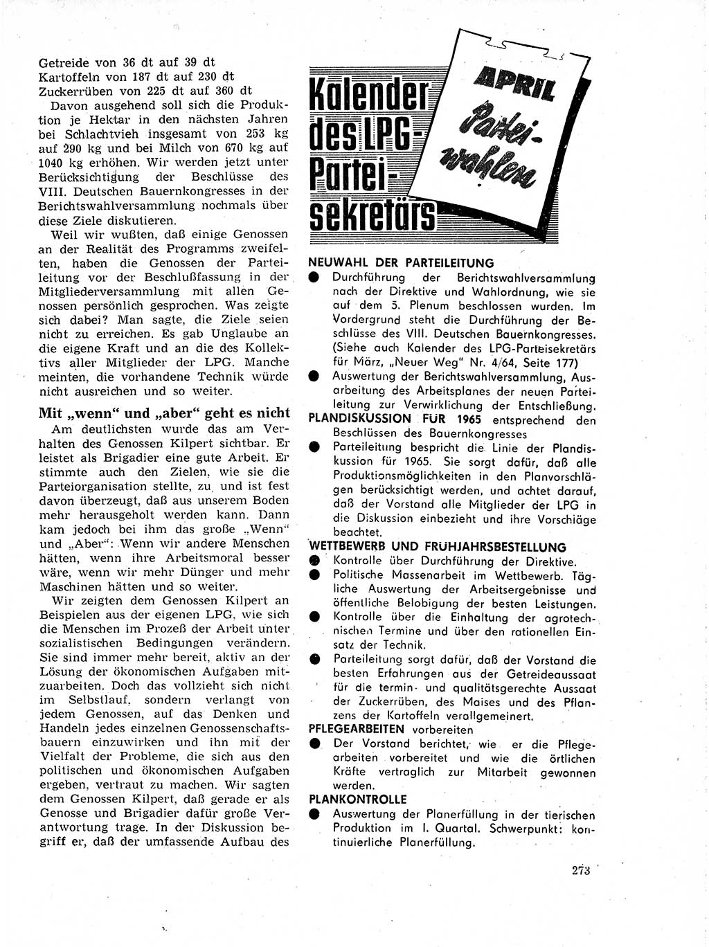 Neuer Weg (NW), Organ des Zentralkomitees (ZK) der SED (Sozialistische Einheitspartei Deutschlands) für Fragen des Parteilebens, 19. Jahrgang [Deutsche Demokratische Republik (DDR)] 1964, Seite 273 (NW ZK SED DDR 1964, S. 273)