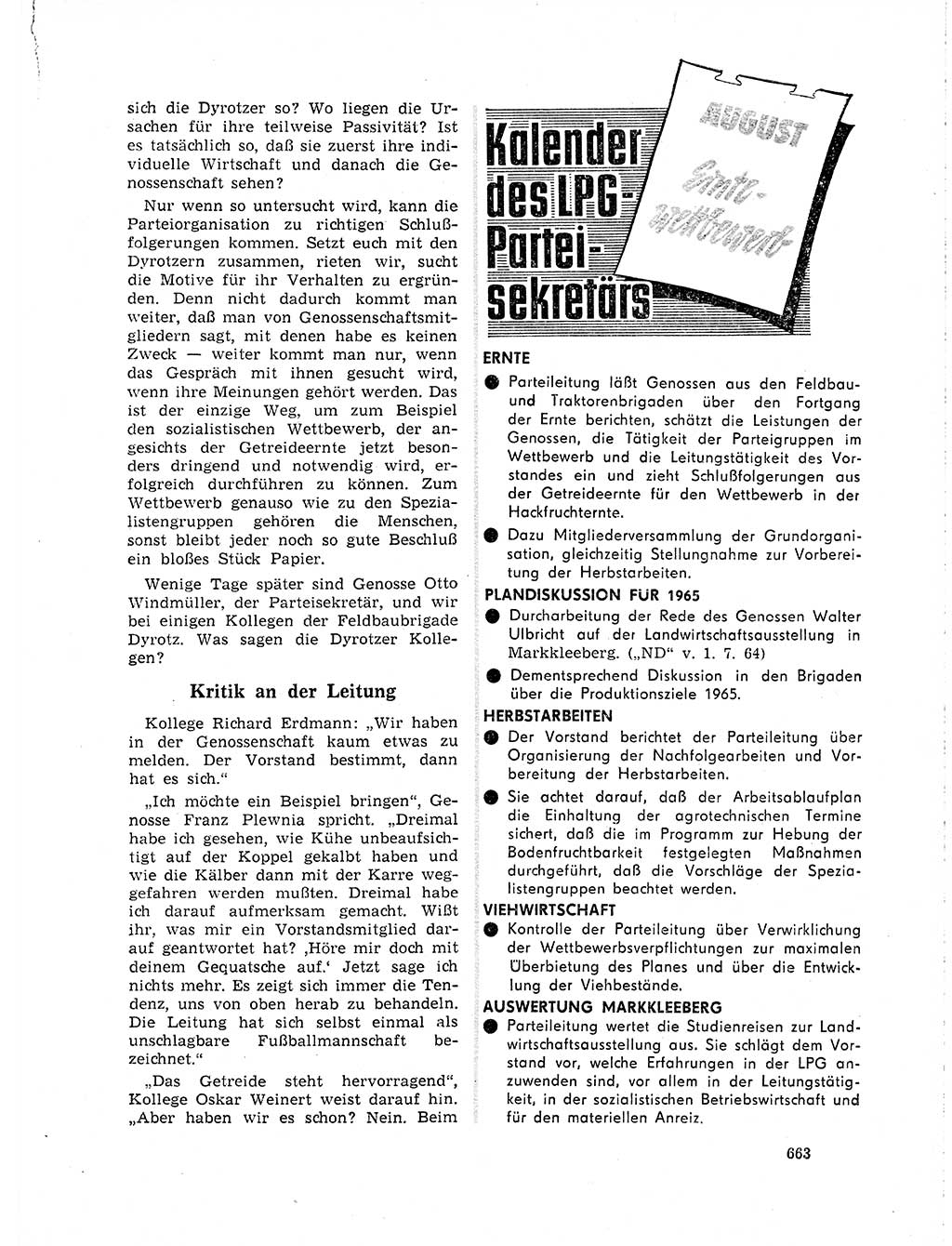 Neuer Weg (NW), Organ des Zentralkomitees (ZK) der SED (Sozialistische Einheitspartei Deutschlands) für Fragen des Parteilebens, 19. Jahrgang [Deutsche Demokratische Republik (DDR)] 1964, Seite 663 (NW ZK SED DDR 1964, S. 663)