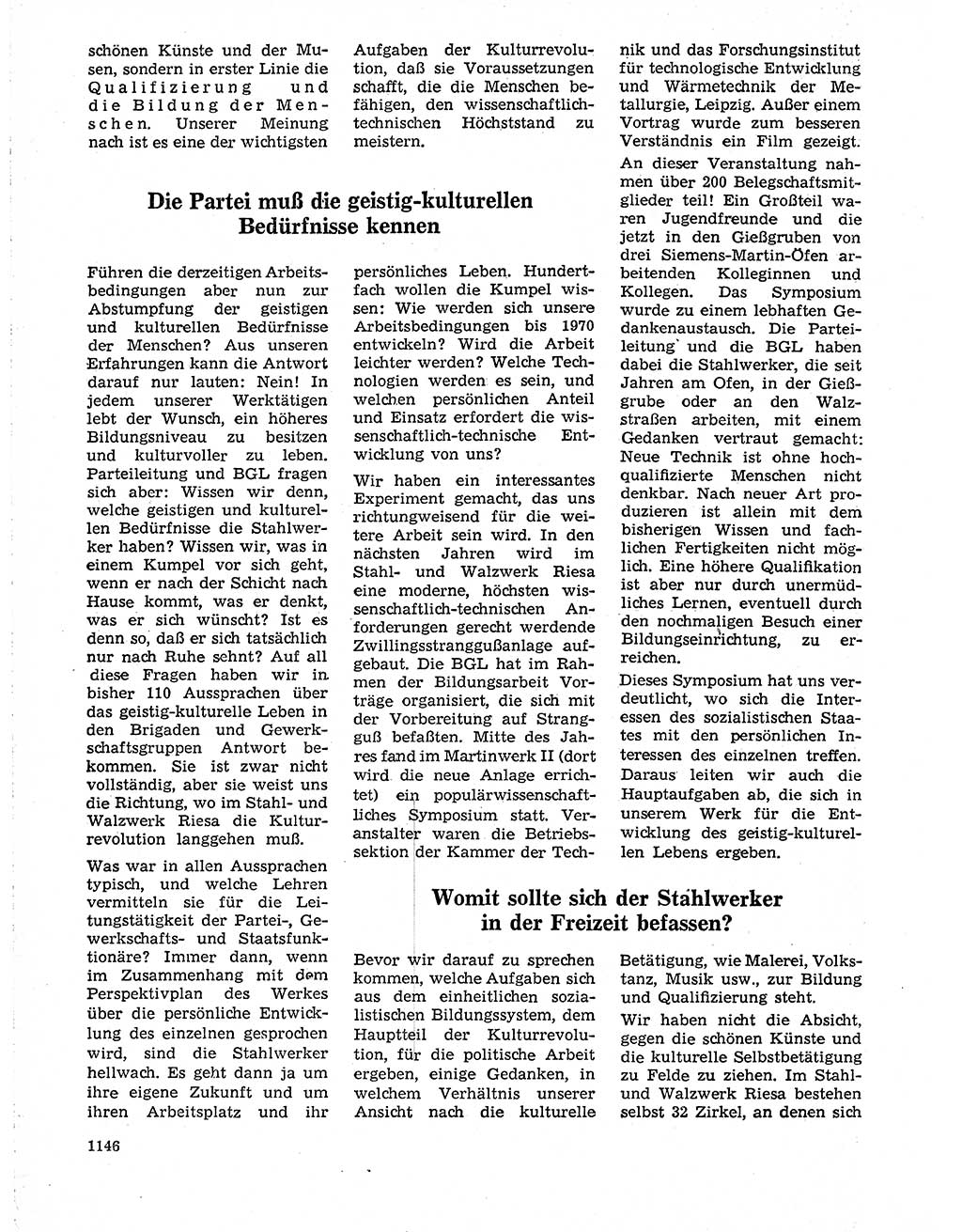 Neuer Weg (NW), Organ des Zentralkomitees (ZK) der SED (Sozialistische Einheitspartei Deutschlands) für Fragen des Parteilebens, 19. Jahrgang [Deutsche Demokratische Republik (DDR)] 1964, Seite 1146 (NW ZK SED DDR 1964, S. 1146)