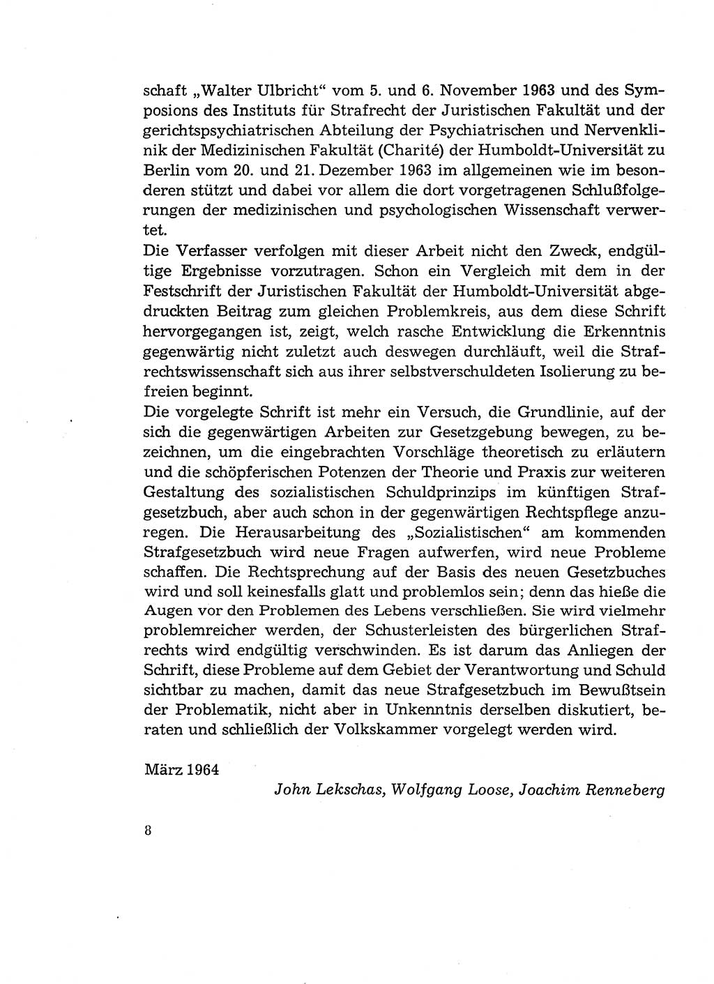 Verantwortung und Schuld im neuen Strafgesetzbuch (StGB) [Deutsche Demokratische Republik (DDR)] 1964, Seite 8 (Verantw. Sch. StGB DDR 1964, S. 8)