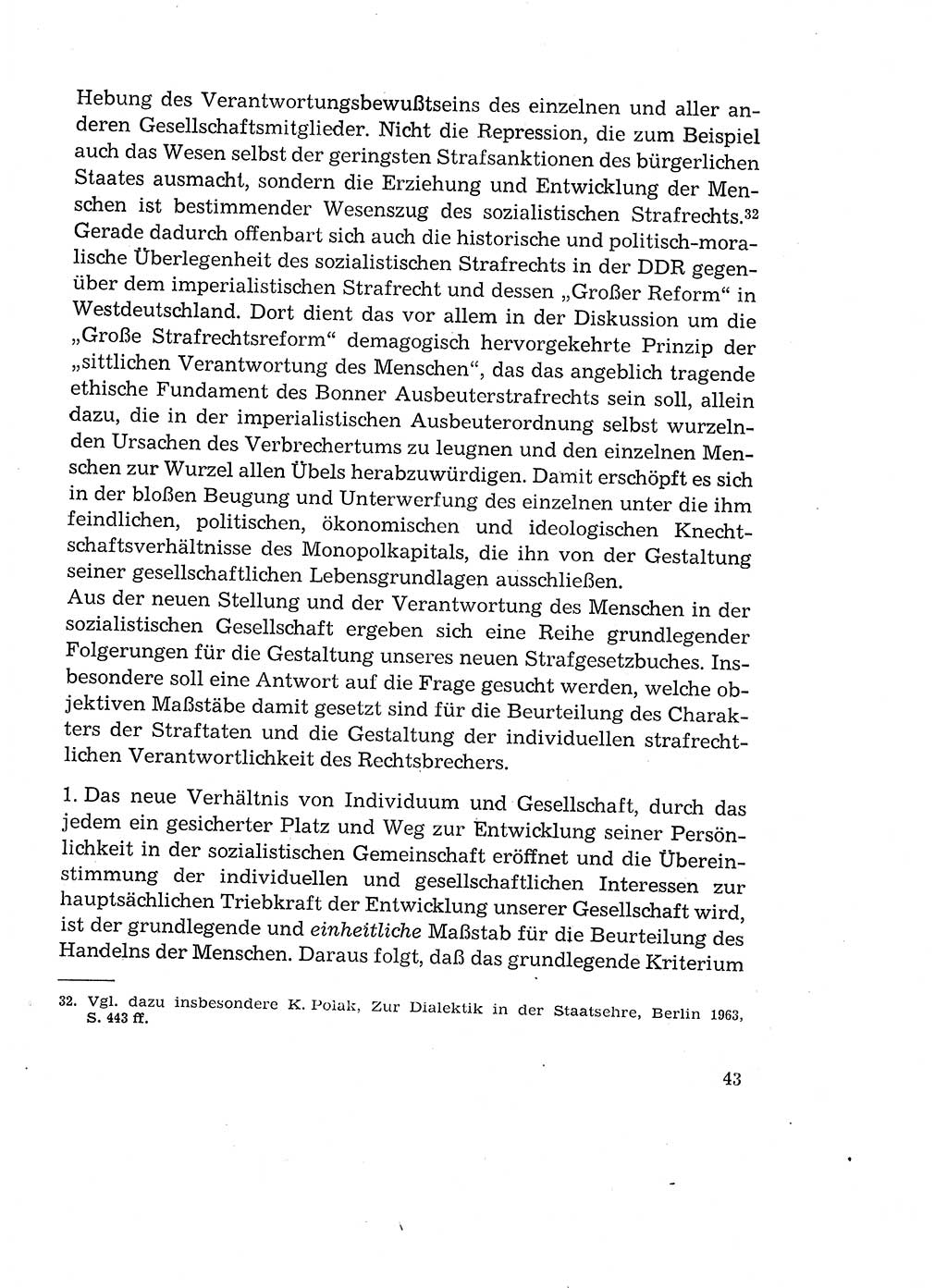 Verantwortung und Schuld im neuen Strafgesetzbuch (StGB) [Deutsche Demokratische Republik (DDR)] 1964, Seite 43 (Verantw. Sch. StGB DDR 1964, S. 43)