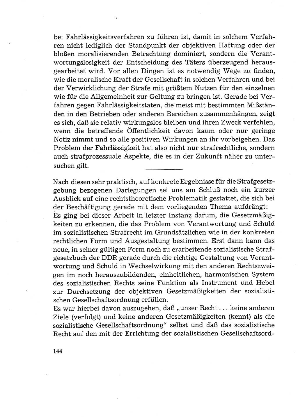 Verantwortung und Schuld im neuen Strafgesetzbuch (StGB) [Deutsche Demokratische Republik (DDR)] 1964, Seite 144 (Verantw. Sch. StGB DDR 1964, S. 144)