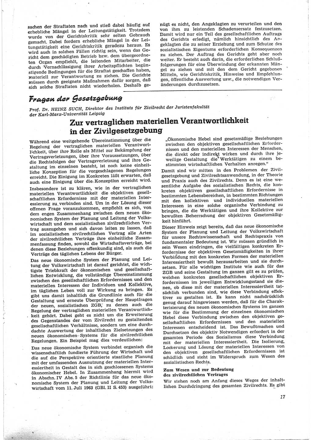 Neue Justiz (NJ), Zeitschrift für Recht und Rechtswissenschaft [Deutsche Demokratische Republik (DDR)], 18. Jahrgang 1964, Seite 17 (NJ DDR 1964, S. 17)