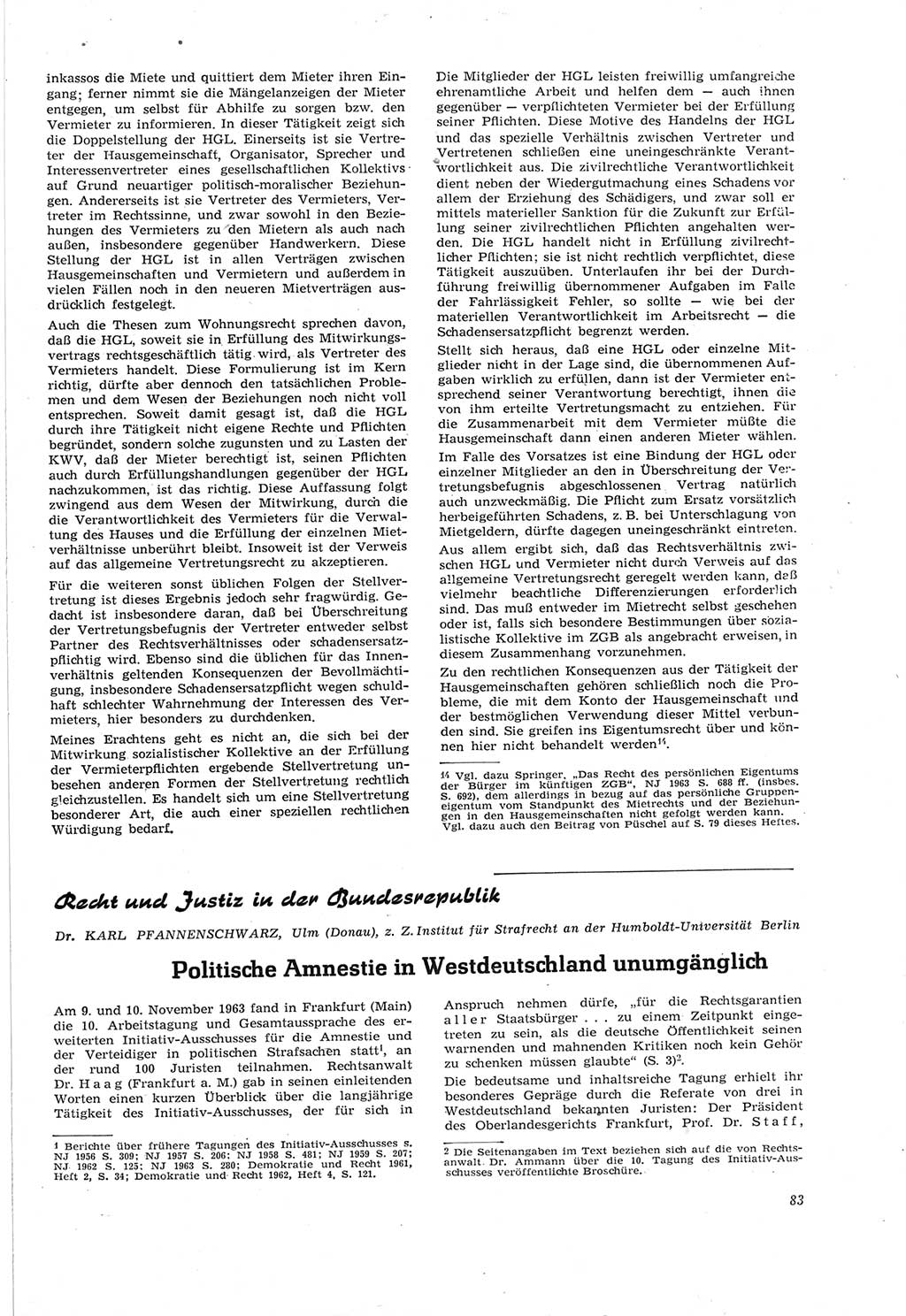 Neue Justiz (NJ), Zeitschrift für Recht und Rechtswissenschaft [Deutsche Demokratische Republik (DDR)], 18. Jahrgang 1964, Seite 83 (NJ DDR 1964, S. 83)