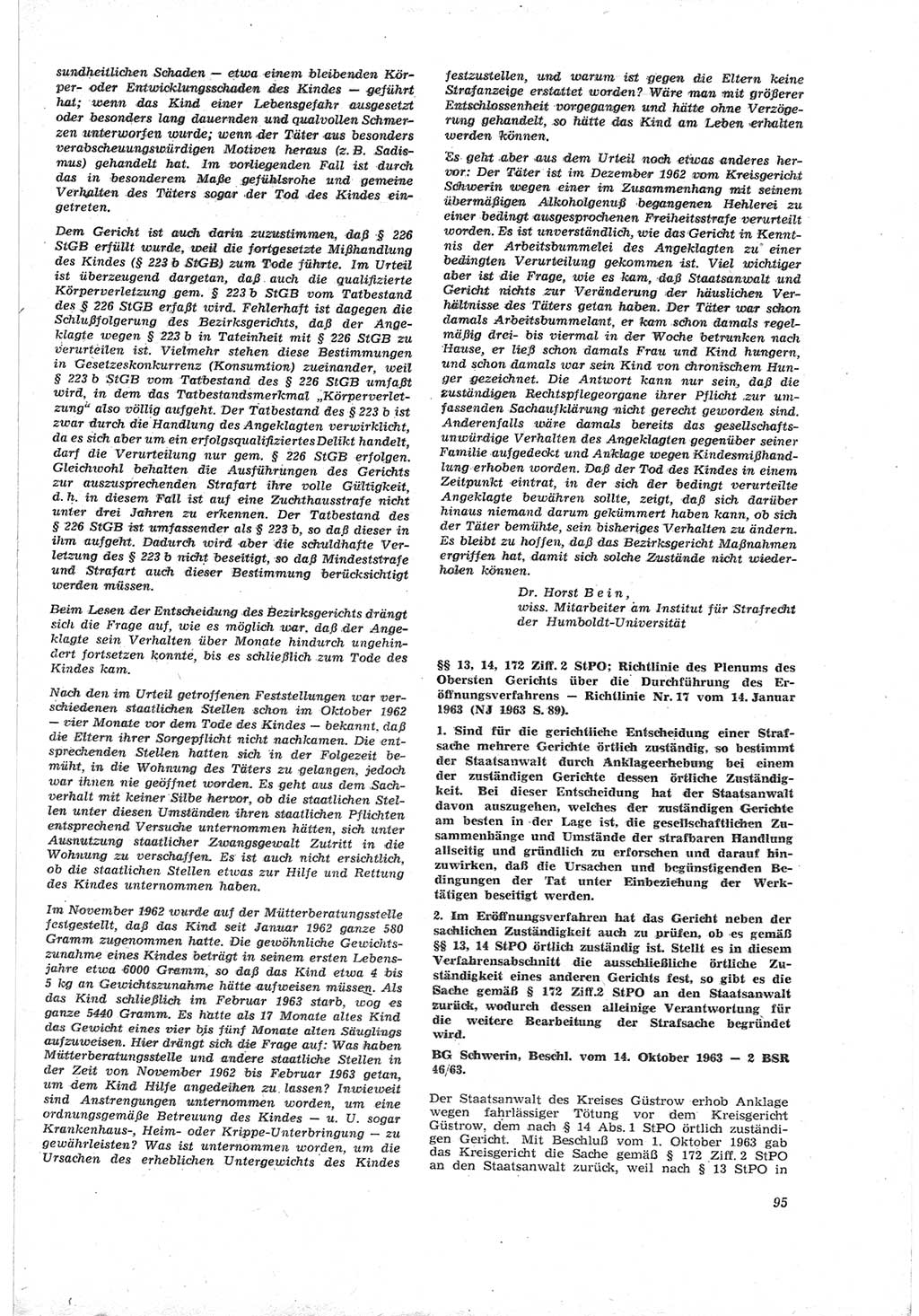 Neue Justiz (NJ), Zeitschrift für Recht und Rechtswissenschaft [Deutsche Demokratische Republik (DDR)], 18. Jahrgang 1964, Seite 95 (NJ DDR 1964, S. 95)