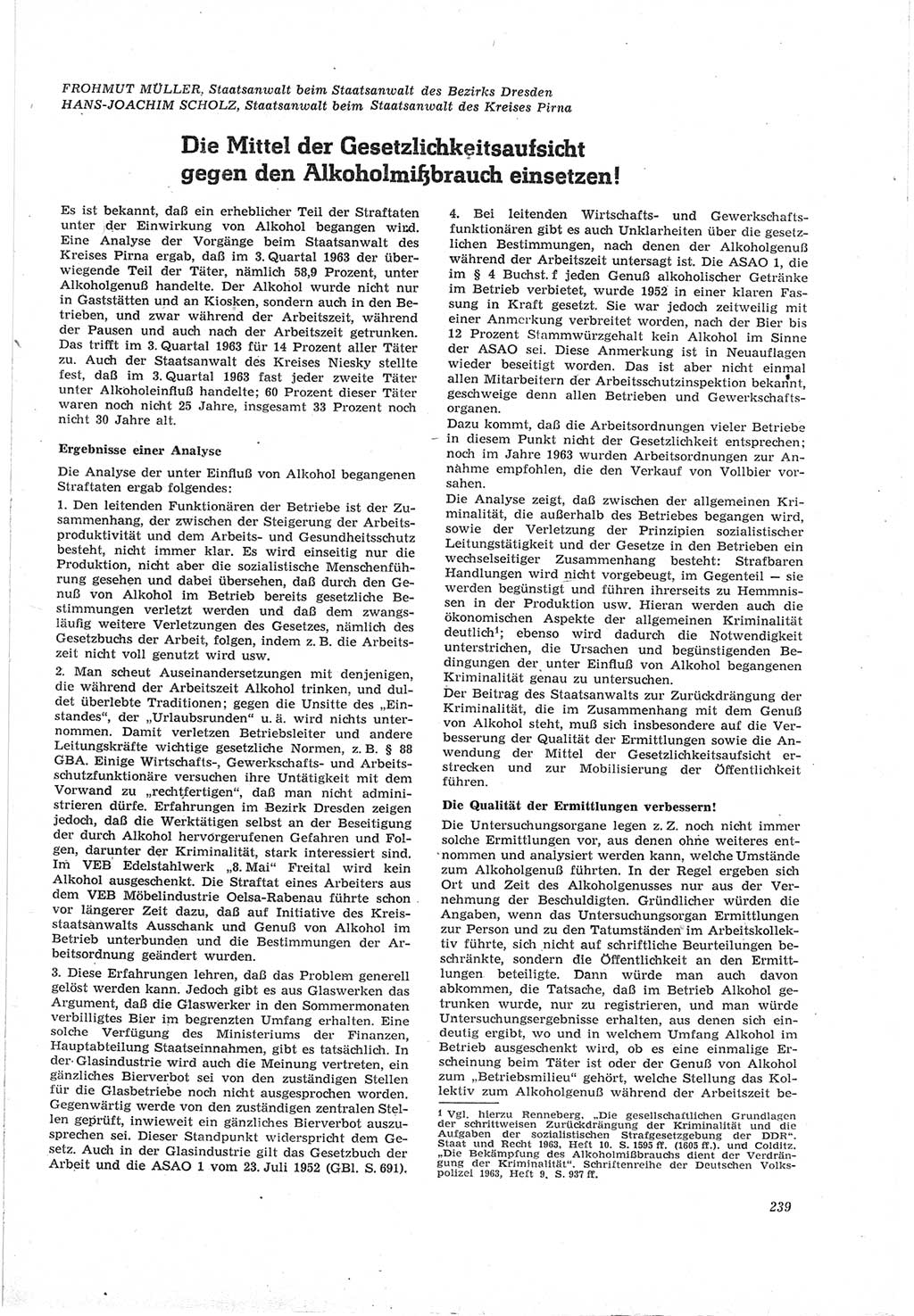 Neue Justiz (NJ), Zeitschrift für Recht und Rechtswissenschaft [Deutsche Demokratische Republik (DDR)], 18. Jahrgang 1964, Seite 239 (NJ DDR 1964, S. 239)