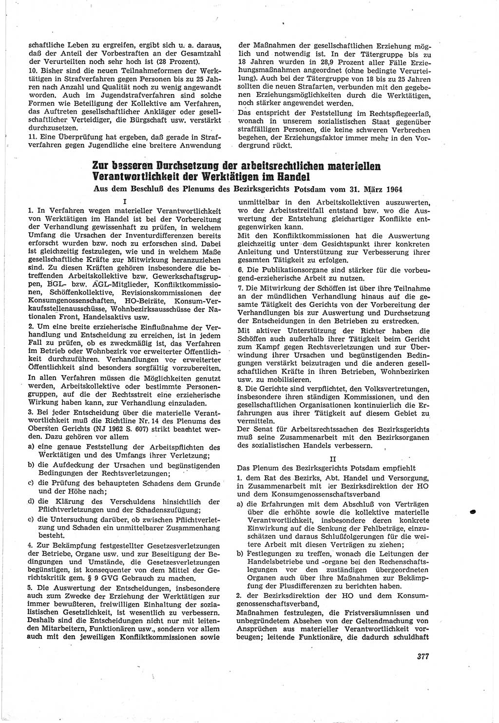 Neue Justiz (NJ), Zeitschrift für Recht und Rechtswissenschaft [Deutsche Demokratische Republik (DDR)], 18. Jahrgang 1964, Seite 377 (NJ DDR 1964, S. 377)