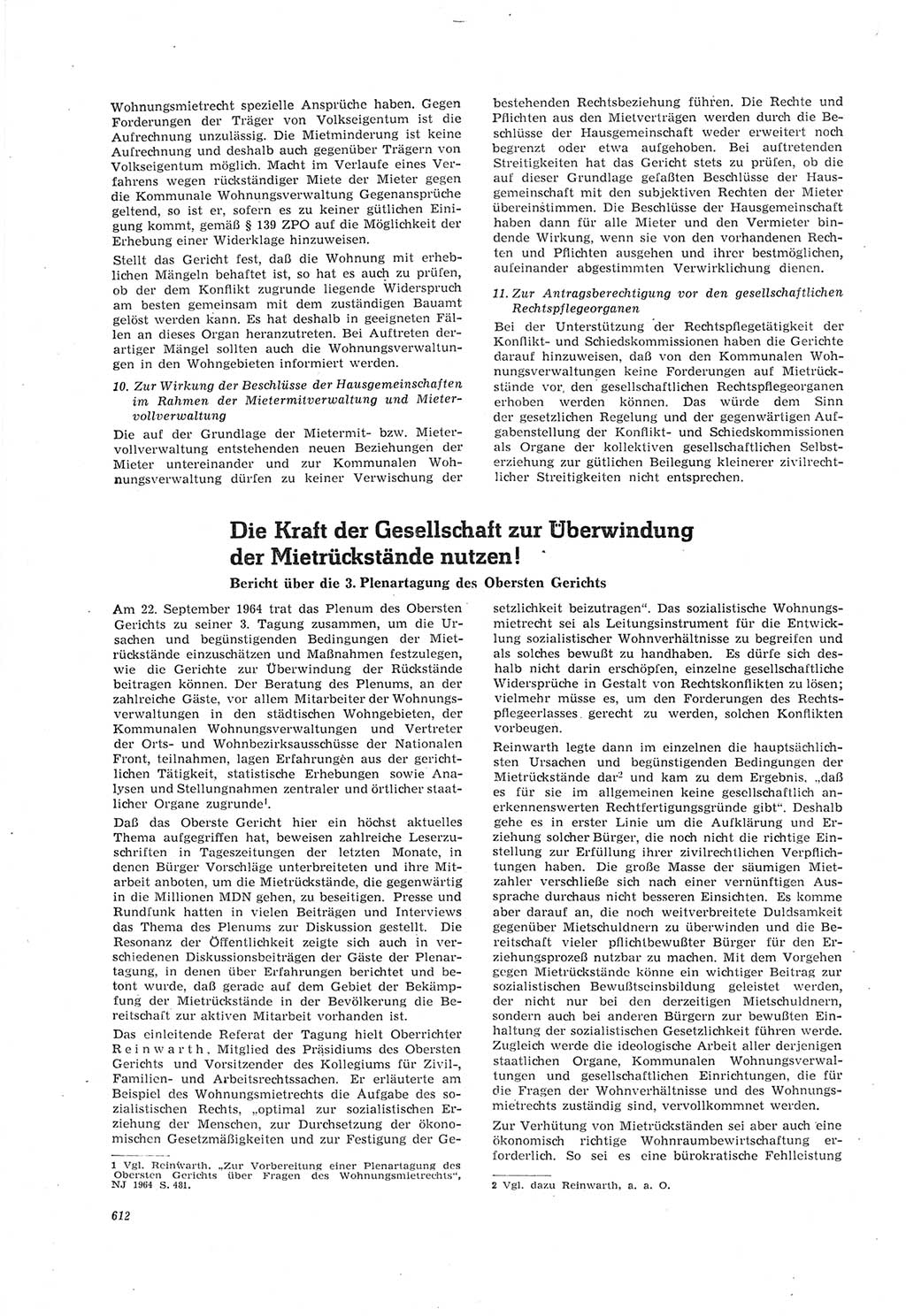 Neue Justiz (NJ), Zeitschrift für Recht und Rechtswissenschaft [Deutsche Demokratische Republik (DDR)], 18. Jahrgang 1964, Seite 612 (NJ DDR 1964, S. 612)