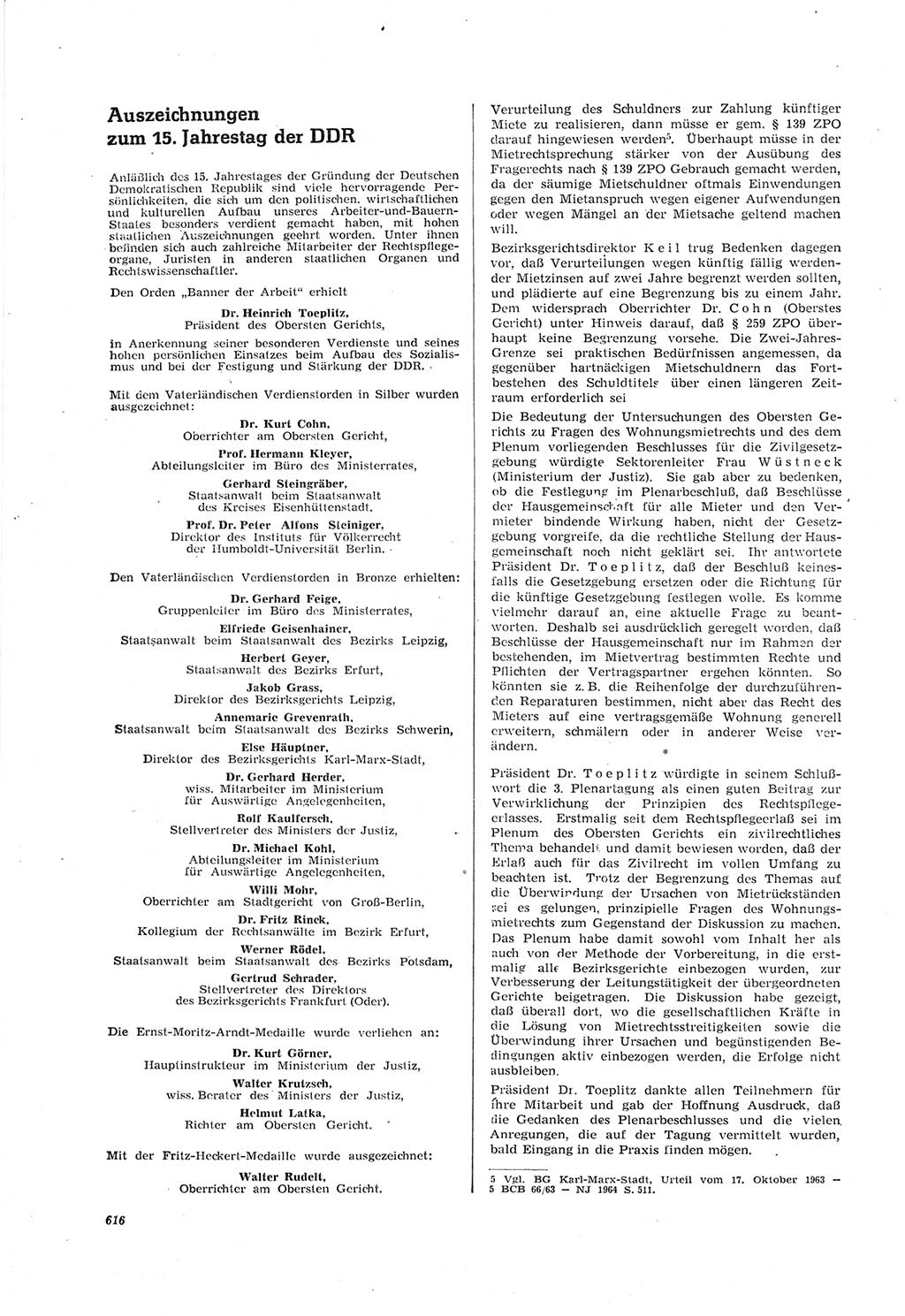 Neue Justiz (NJ), Zeitschrift für Recht und Rechtswissenschaft [Deutsche Demokratische Republik (DDR)], 18. Jahrgang 1964, Seite 616 (NJ DDR 1964, S. 616)