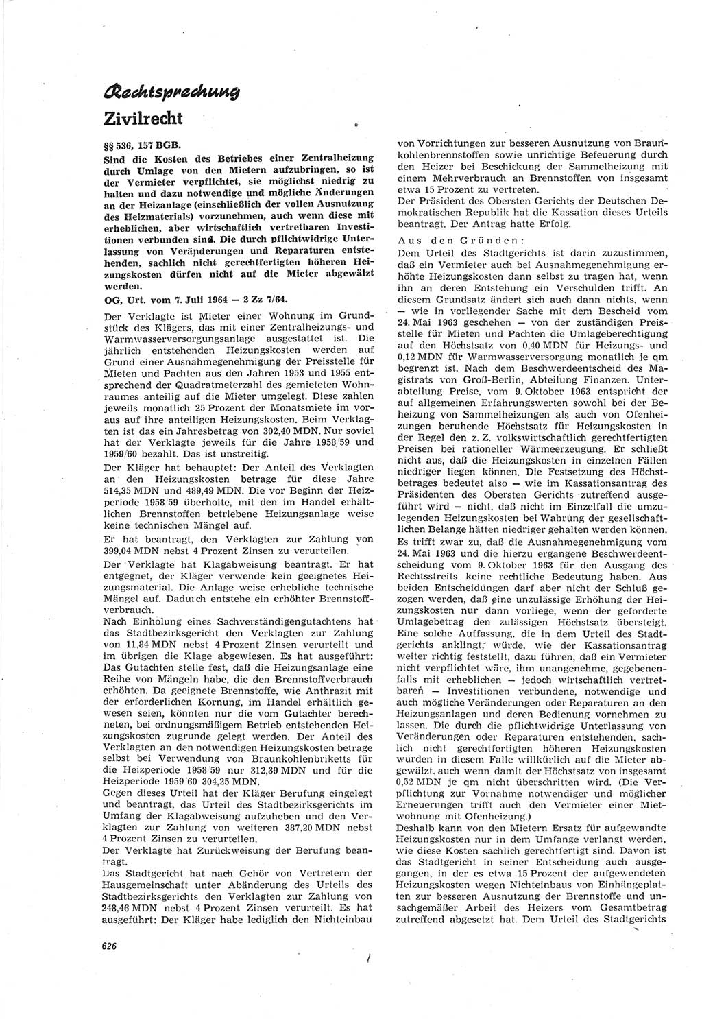 Neue Justiz (NJ), Zeitschrift für Recht und Rechtswissenschaft [Deutsche Demokratische Republik (DDR)], 18. Jahrgang 1964, Seite 626 (NJ DDR 1964, S. 626)