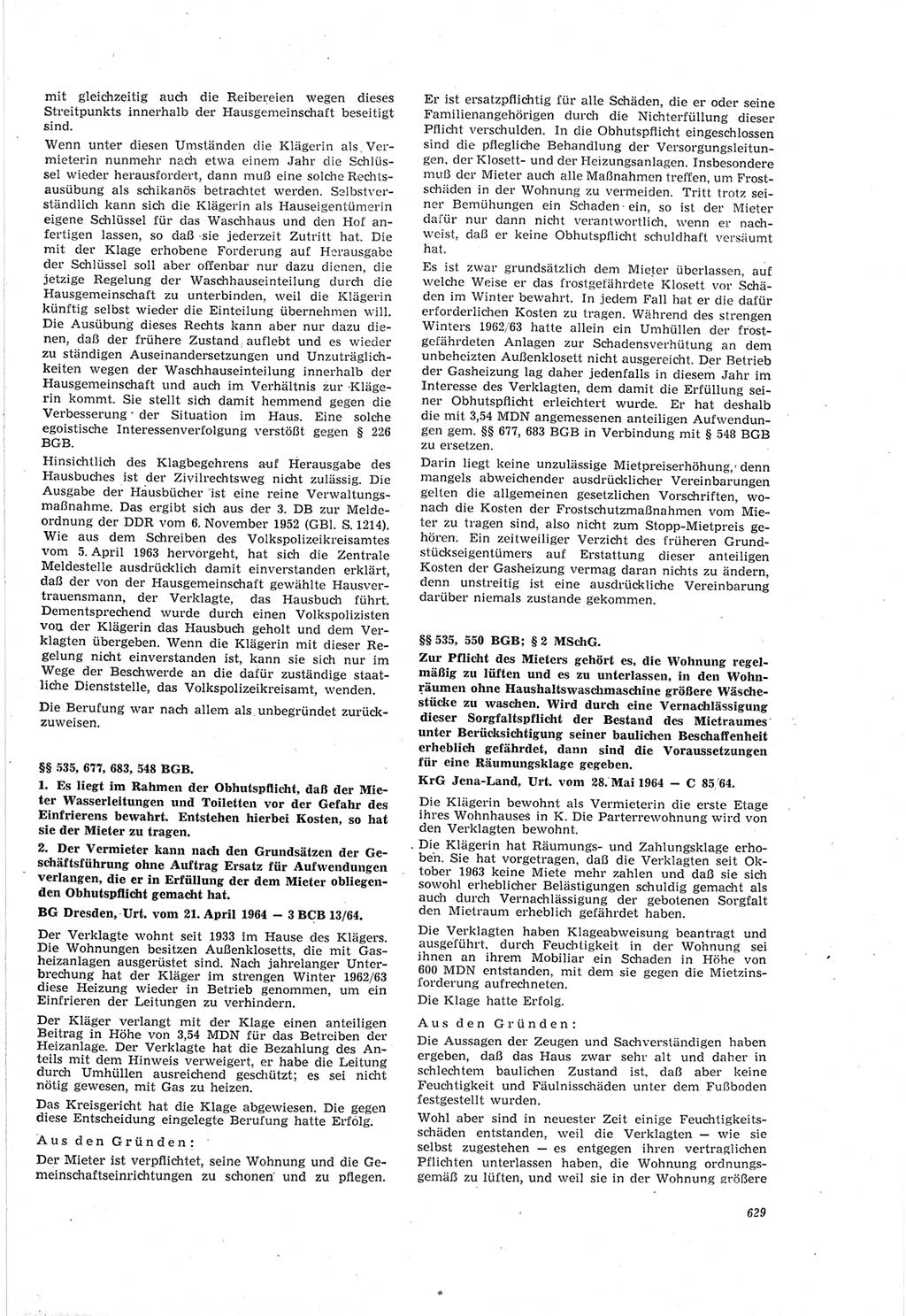 Neue Justiz (NJ), Zeitschrift für Recht und Rechtswissenschaft [Deutsche Demokratische Republik (DDR)], 18. Jahrgang 1964, Seite 629 (NJ DDR 1964, S. 629)