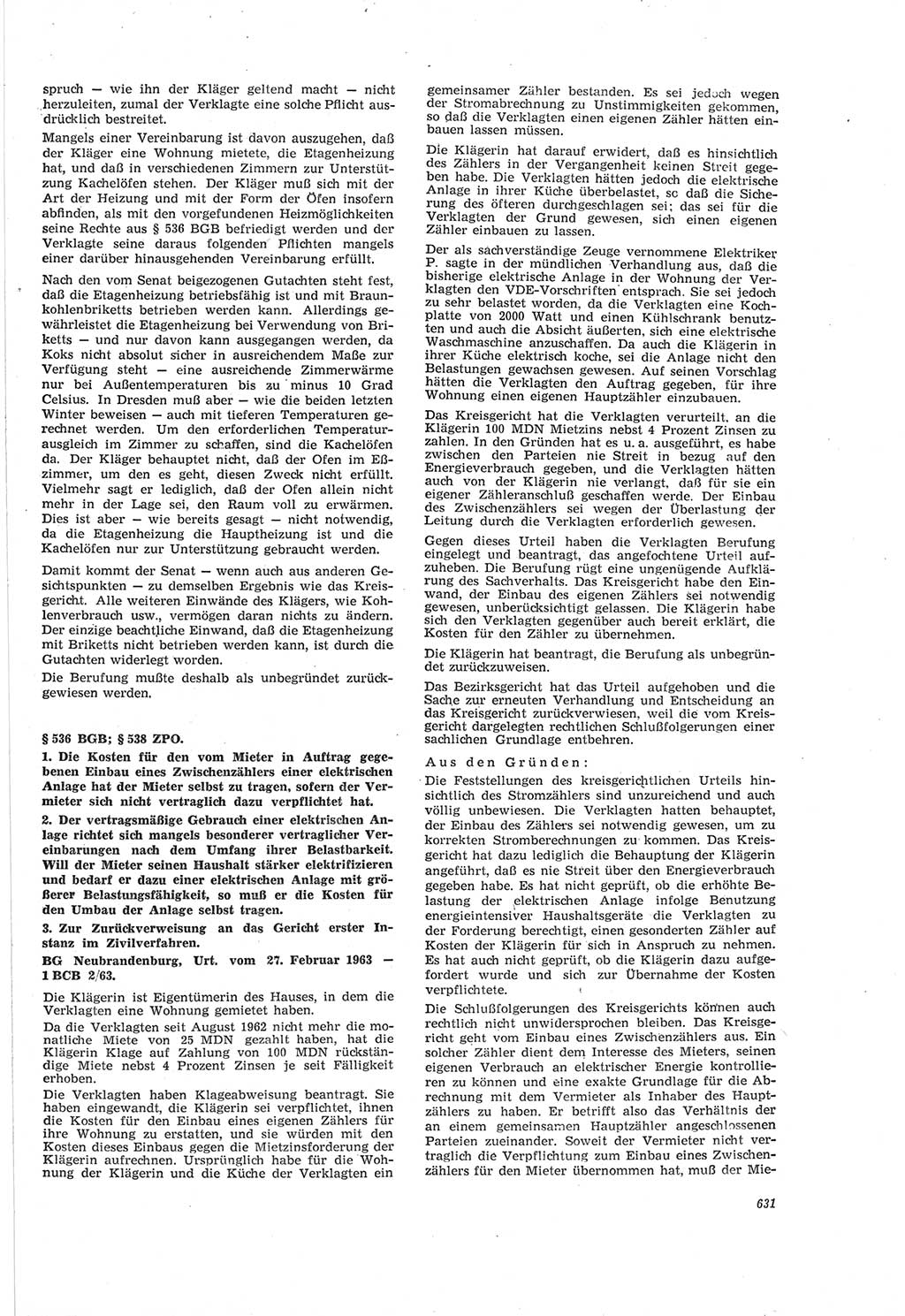 Neue Justiz (NJ), Zeitschrift für Recht und Rechtswissenschaft [Deutsche Demokratische Republik (DDR)], 18. Jahrgang 1964, Seite 631 (NJ DDR 1964, S. 631)