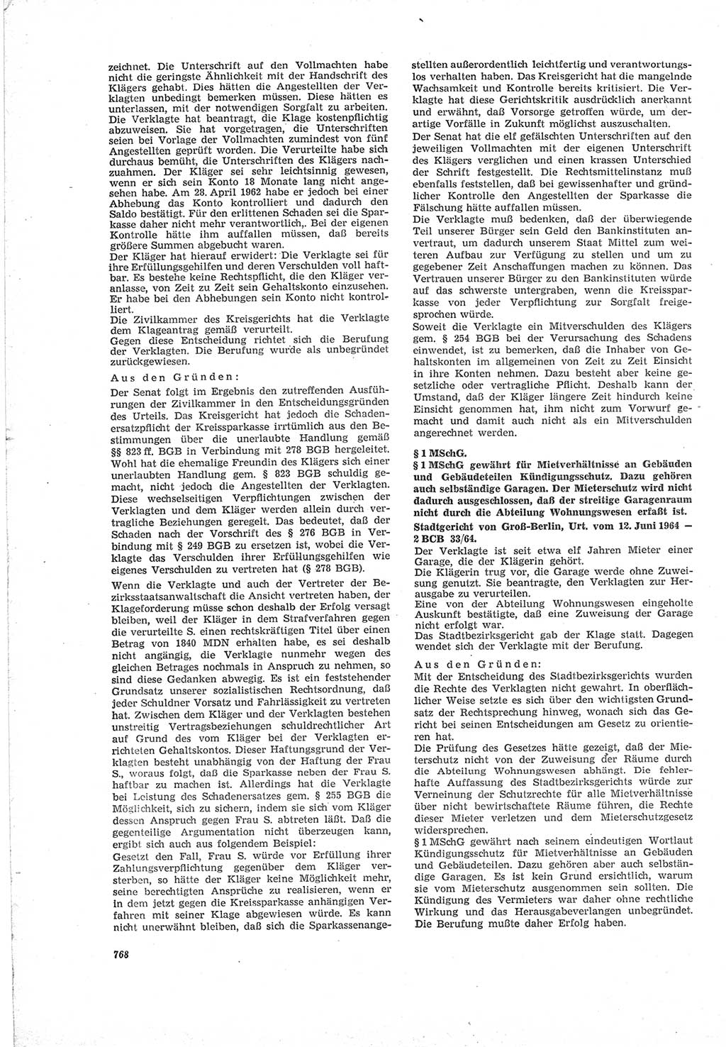 Neue Justiz (NJ), Zeitschrift für Recht und Rechtswissenschaft [Deutsche Demokratische Republik (DDR)], 18. Jahrgang 1964, Seite 768 (NJ DDR 1964, S. 768)