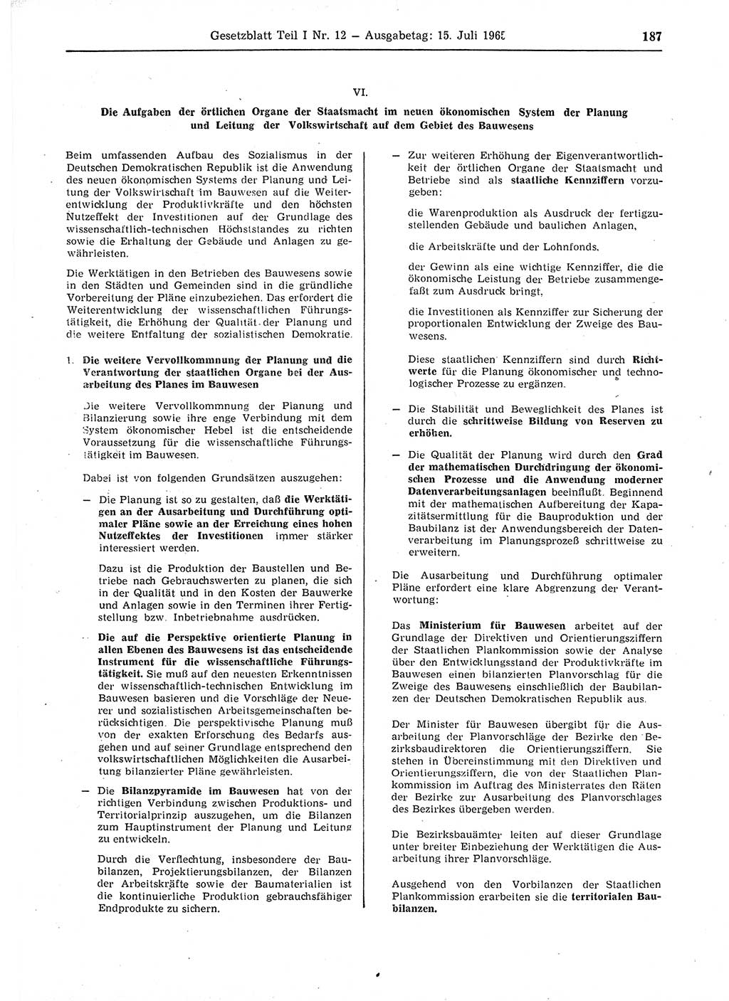 Gesetzblatt (GBl.) der Deutschen Demokratischen Republik (DDR) Teil Ⅰ 1965, Seite 187 (GBl. DDR Ⅰ 1965, S. 187)