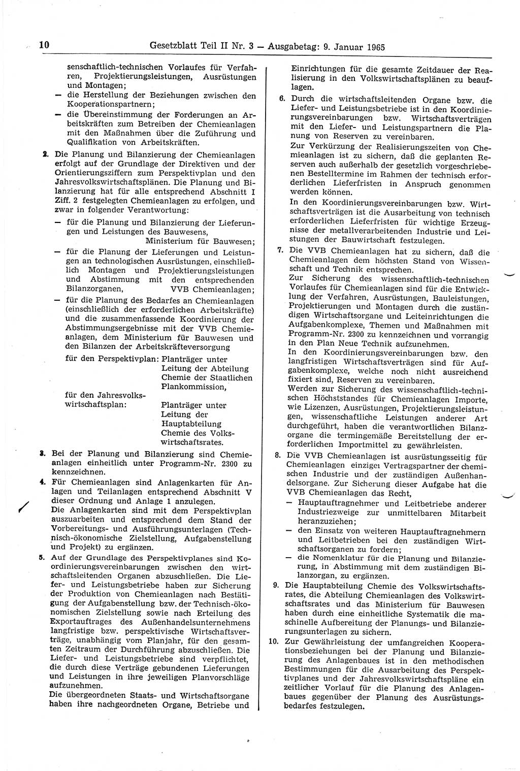 Gesetzblatt (GBl.) der Deutschen Demokratischen Republik (DDR) Teil ⅠⅠ 1965, Seite 10 (GBl. DDR ⅠⅠ 1965, S. 10)