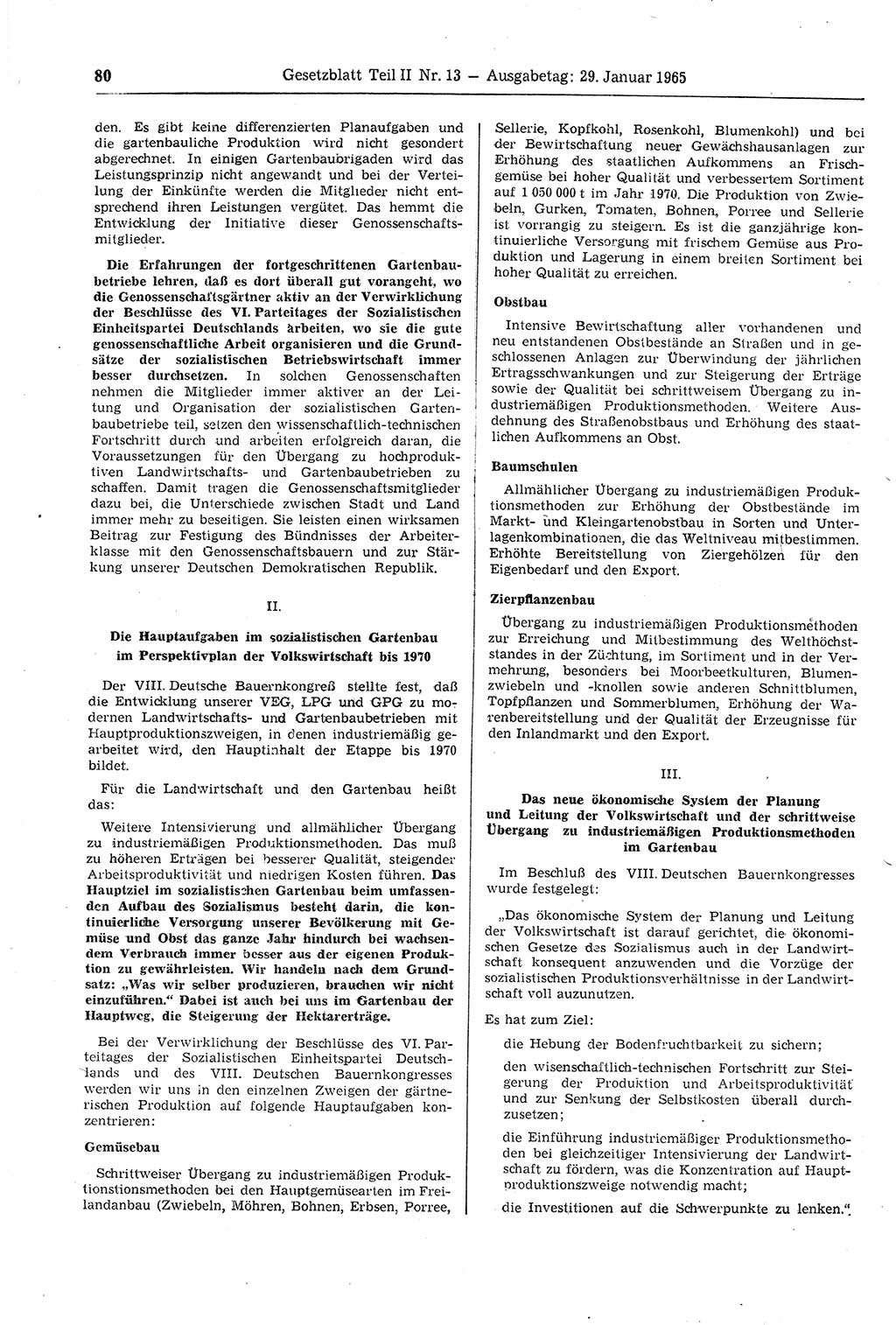 Gesetzblatt (GBl.) der Deutschen Demokratischen Republik (DDR) Teil ⅠⅠ 1965, Seite 80 (GBl. DDR ⅠⅠ 1965, S. 80)