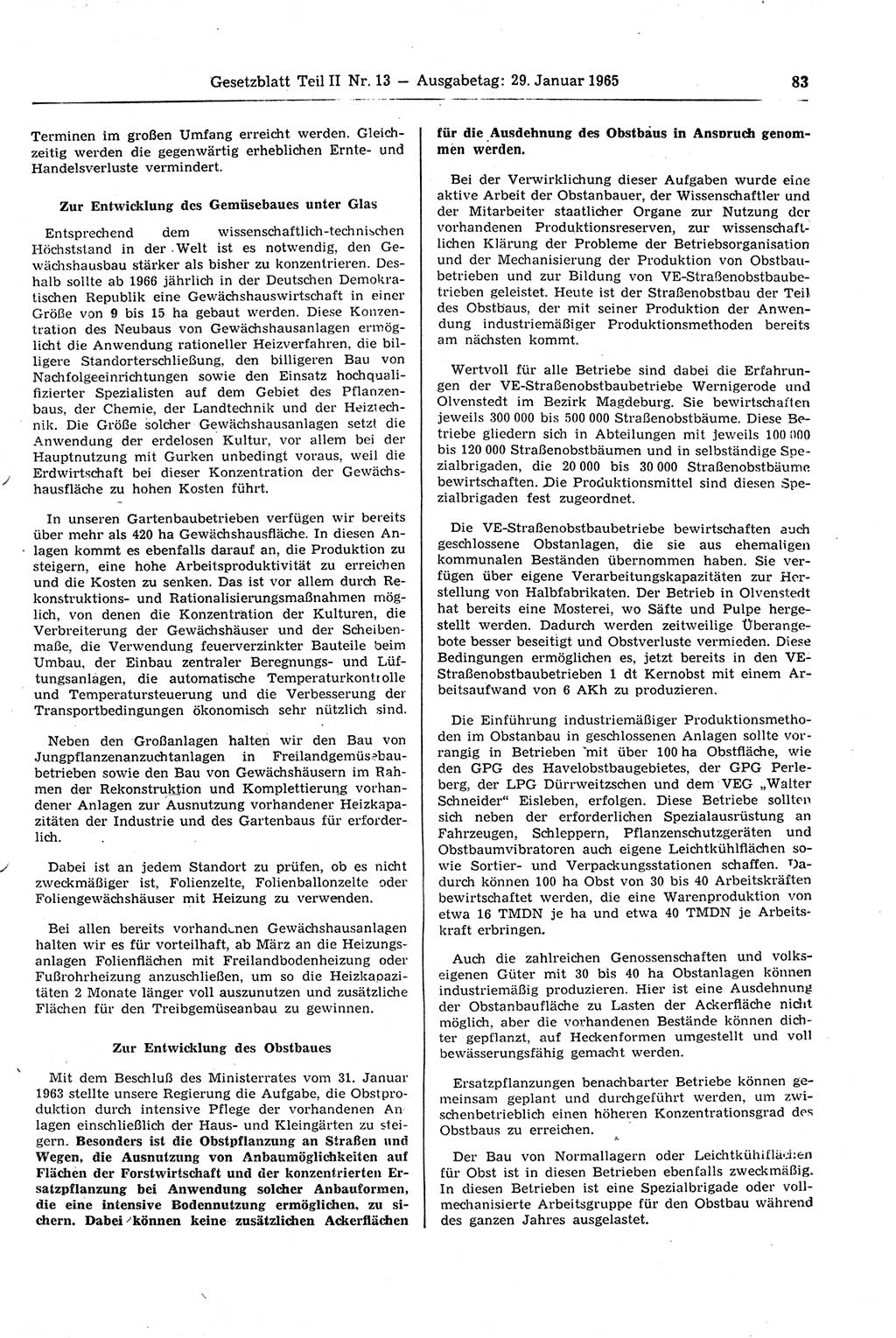 Gesetzblatt (GBl.) der Deutschen Demokratischen Republik (DDR) Teil ⅠⅠ 1965, Seite 83 (GBl. DDR ⅠⅠ 1965, S. 83)