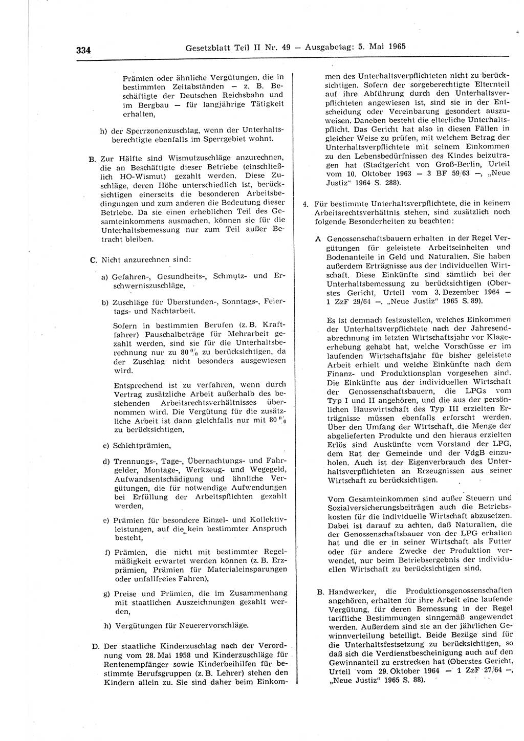 Gesetzblatt (GBl.) der Deutschen Demokratischen Republik (DDR) Teil ⅠⅠ 1965, Seite 334 (GBl. DDR ⅠⅠ 1965, S. 334)