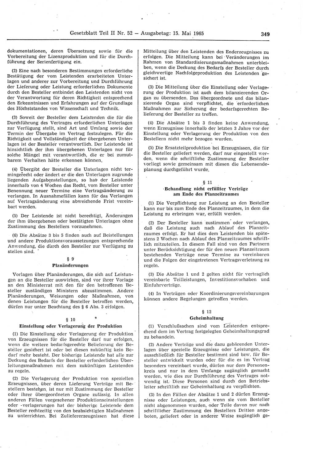 Gesetzblatt (GBl.) der Deutschen Demokratischen Republik (DDR) Teil ⅠⅠ 1965, Seite 349 (GBl. DDR ⅠⅠ 1965, S. 349)