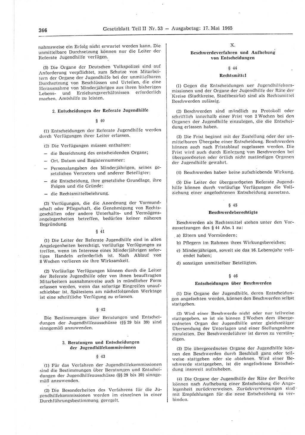 Gesetzblatt (GBl.) der Deutschen Demokratischen Republik (DDR) Teil ⅠⅠ 1965, Seite 366 (GBl. DDR ⅠⅠ 1965, S. 366)