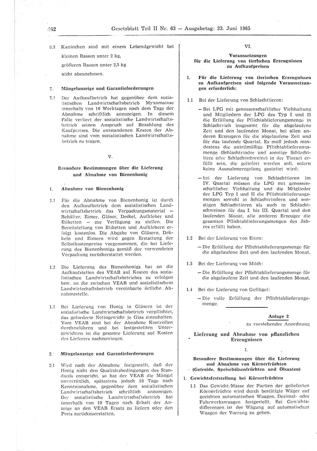 Gesetzblatt (GBl.) der Deutschen Demokratischen Republik (DDR) Teil ⅠⅠ 1965, Seite 462 (GBl. DDR ⅠⅠ 1965, S. 462)